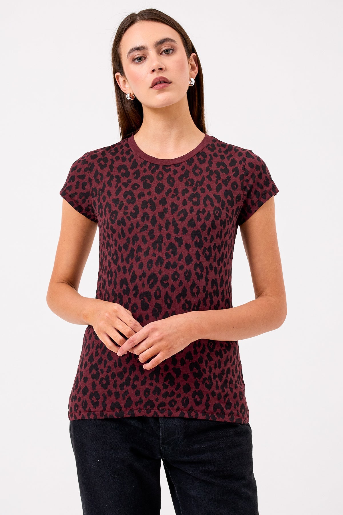 Fauve Ringer Tee - Goldie LeWinter #color_bordeaux - limited edition