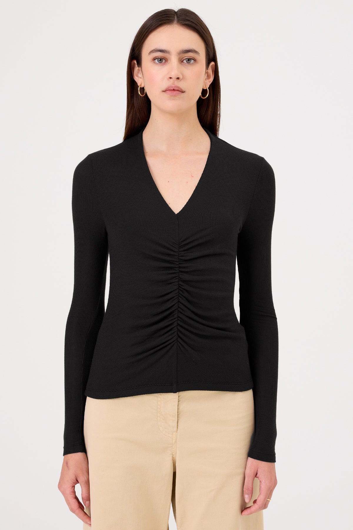 Fortuna Ruched Top - Goldie LeWinter #color_black