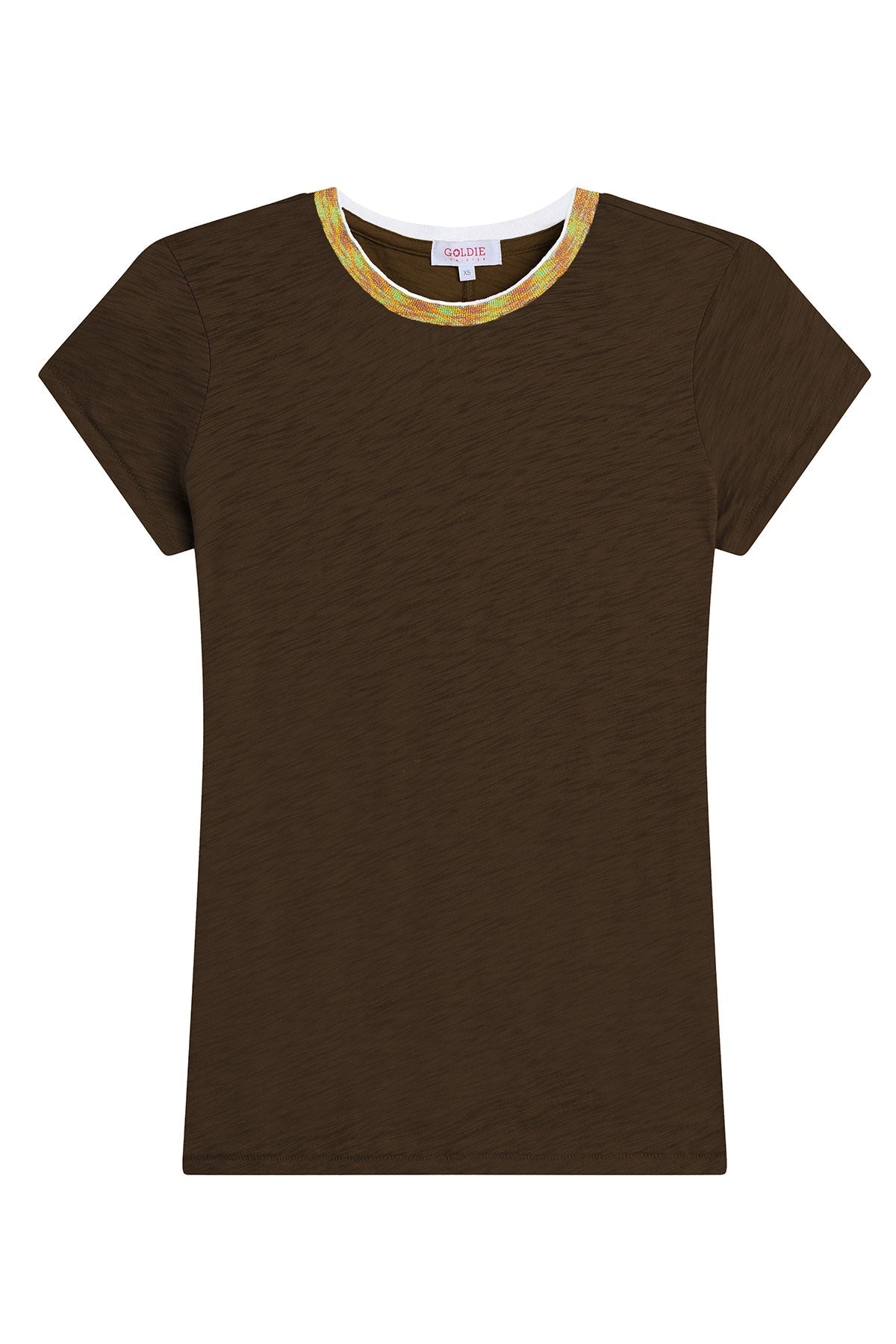 Iridescent Shimmer Ringer Tee - Goldie LeWinter #color_coffee - limited edition