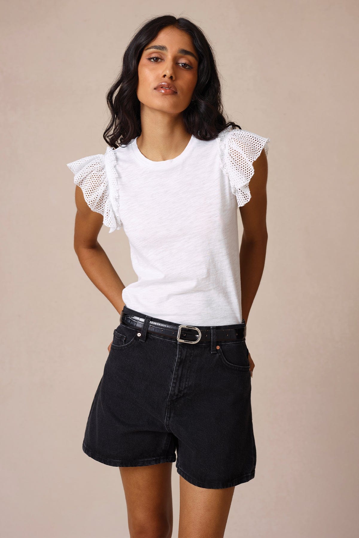 Isabel Ruffle Shell - Goldie LeWinter #color_white