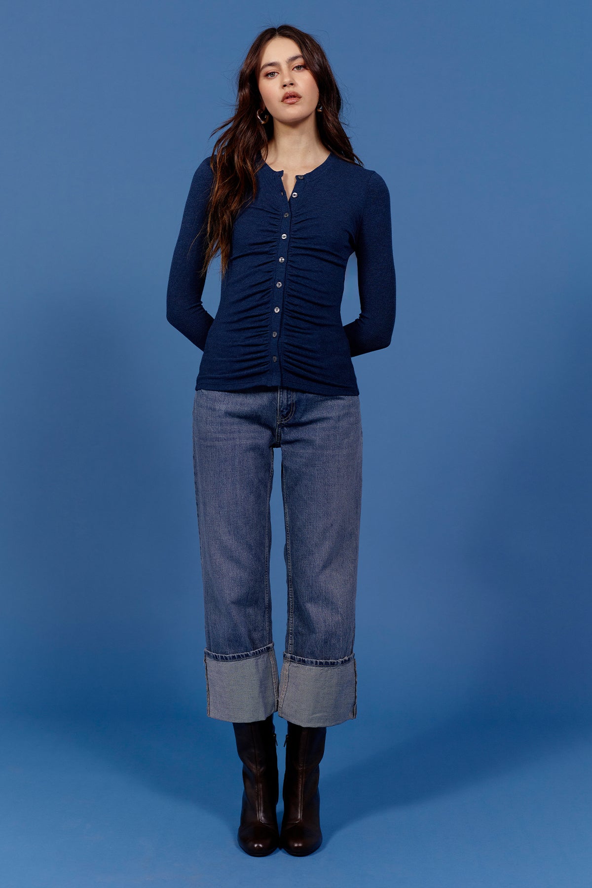 Jasmine Cardigan - Goldie LeWinter #color_navy heather - limited edition
