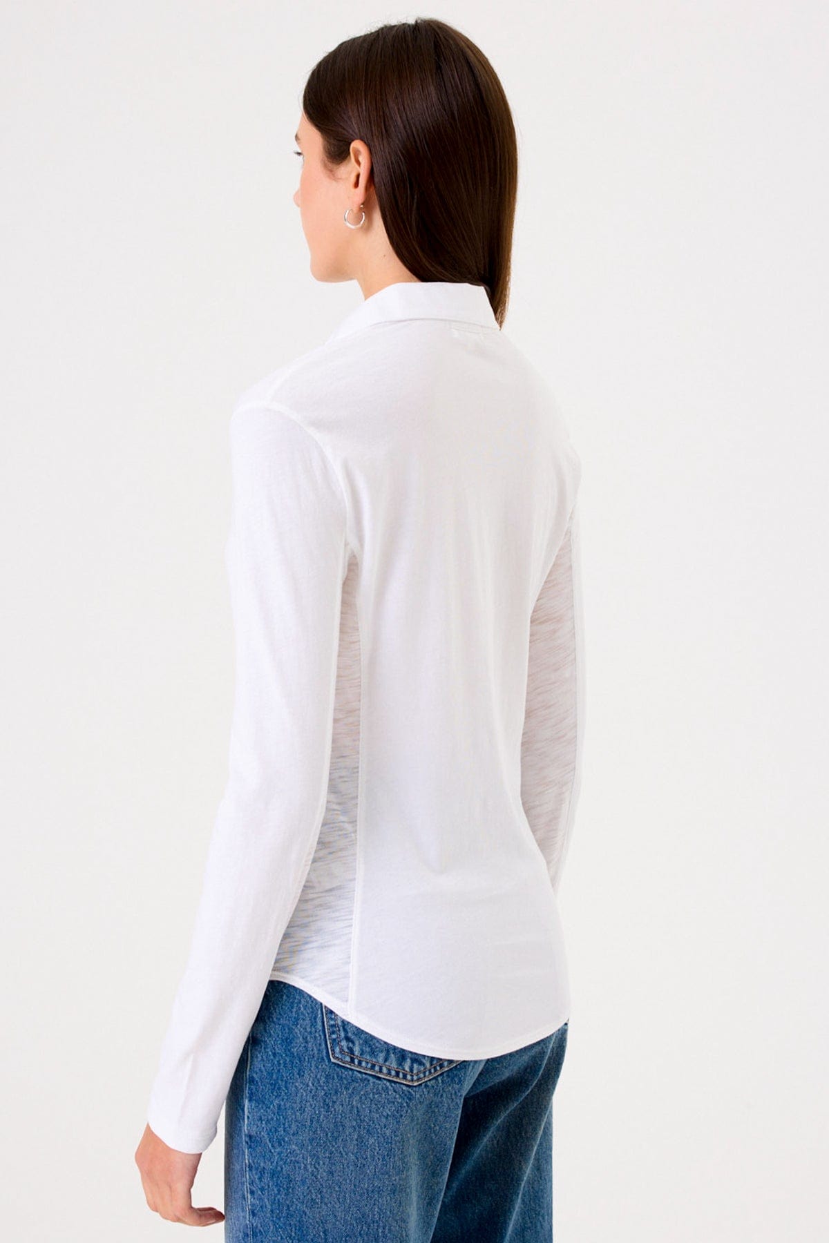 Jersey + Slub Button Down Shirt - Goldie LeWinter #color_white