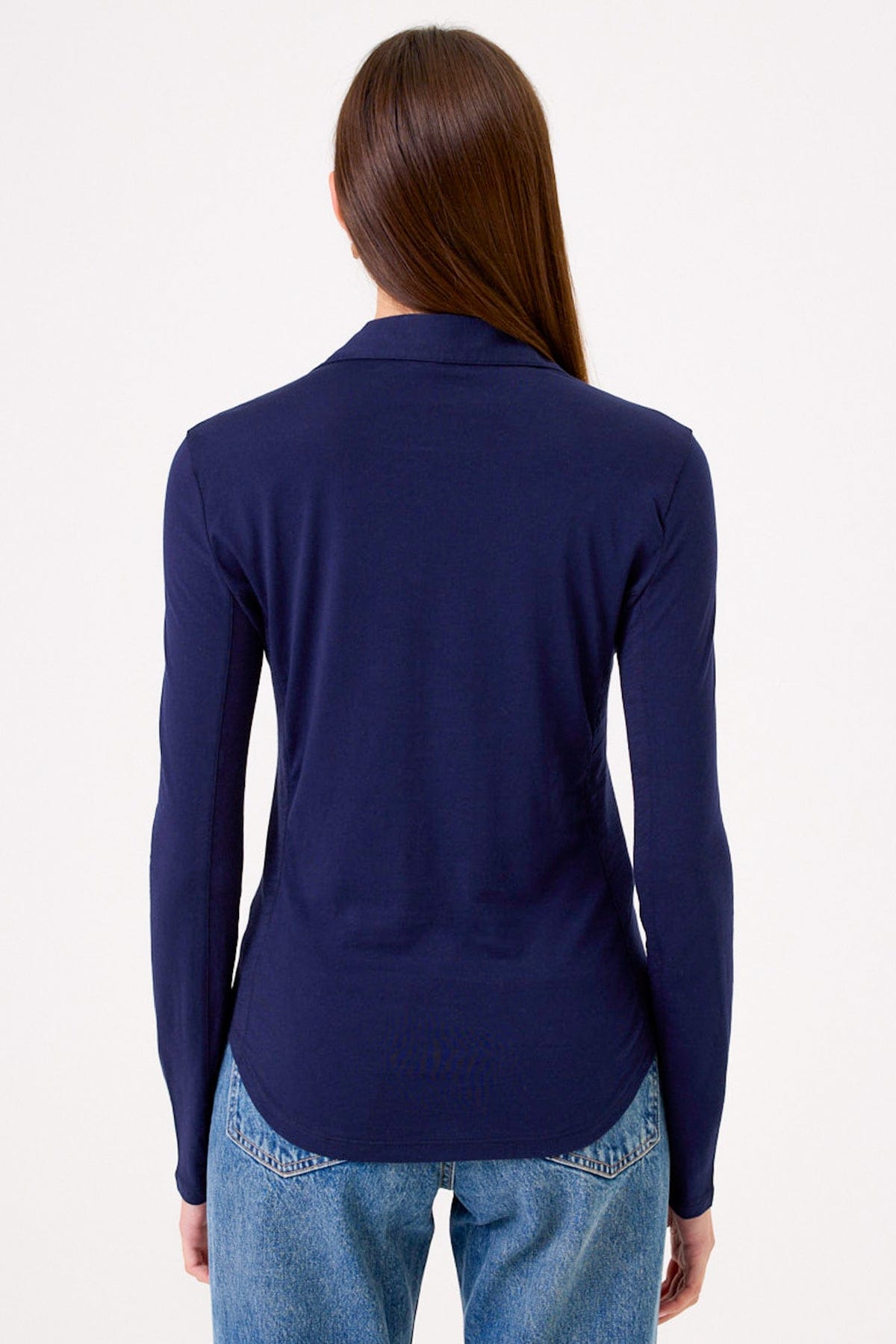 Jersey + Slub Button Down Shirt - Goldie LeWinter #color_navy