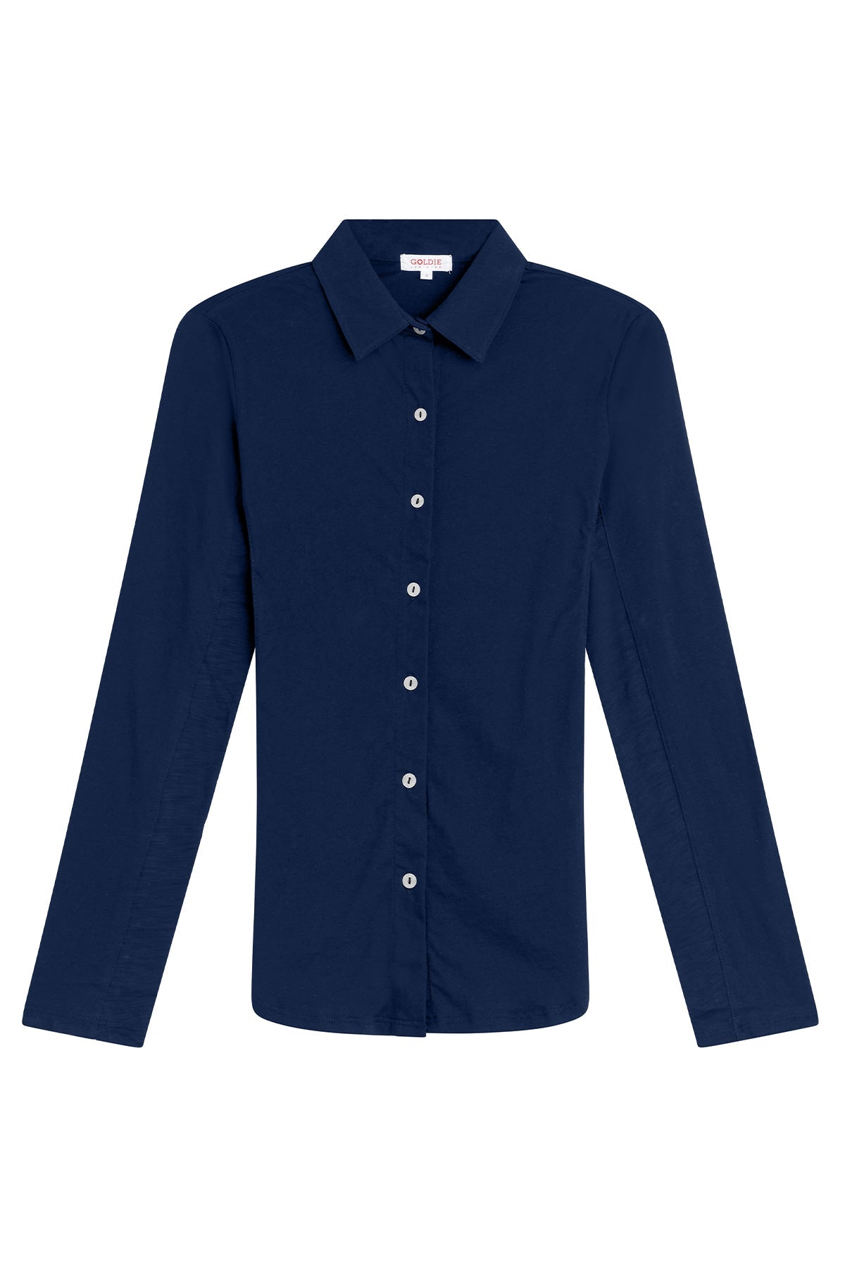 Jersey + Slub Button Down Shirt - Goldie LeWinter #color_navy