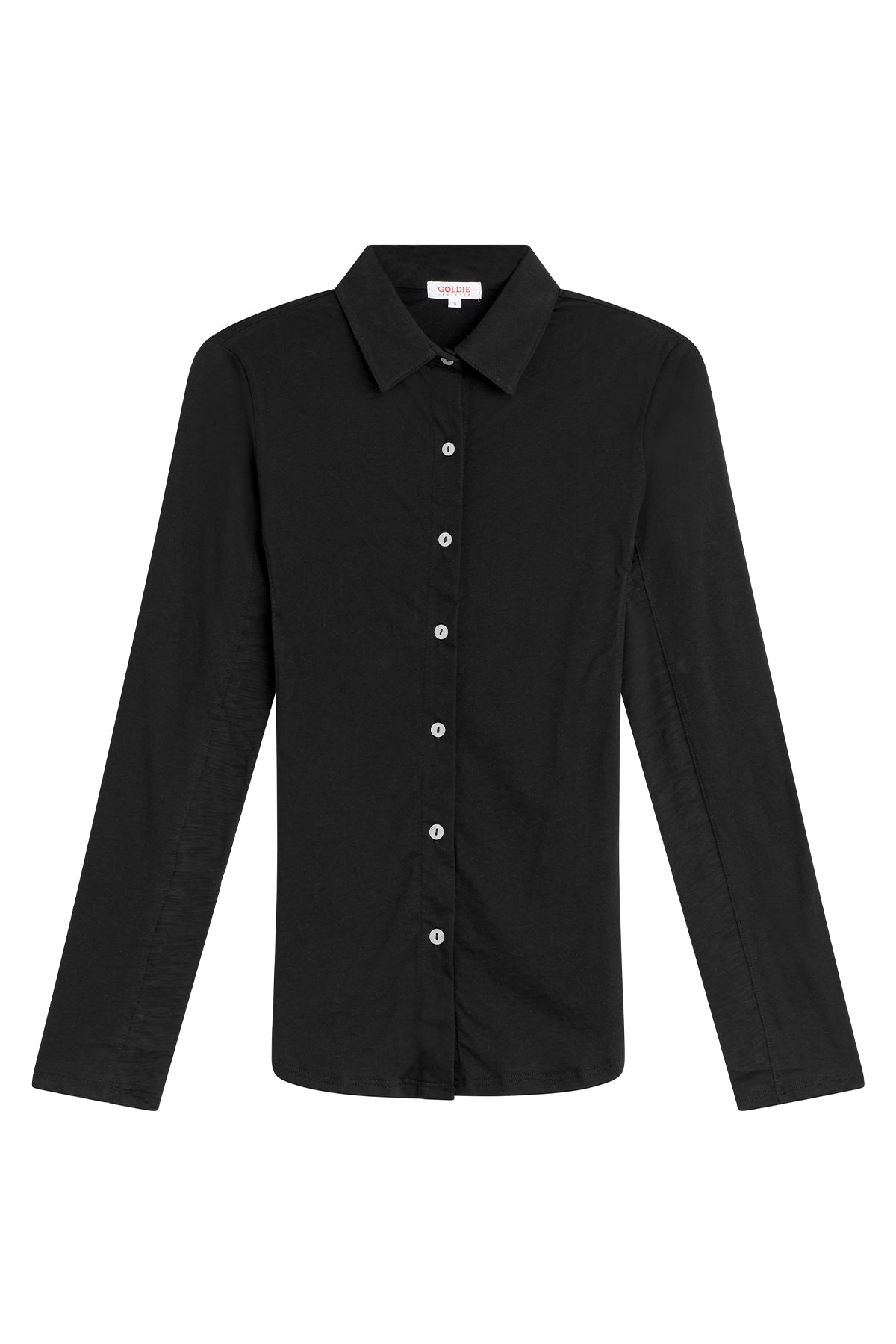 Jersey + Slub Button Down Shirt - Goldie LeWinter #color_black