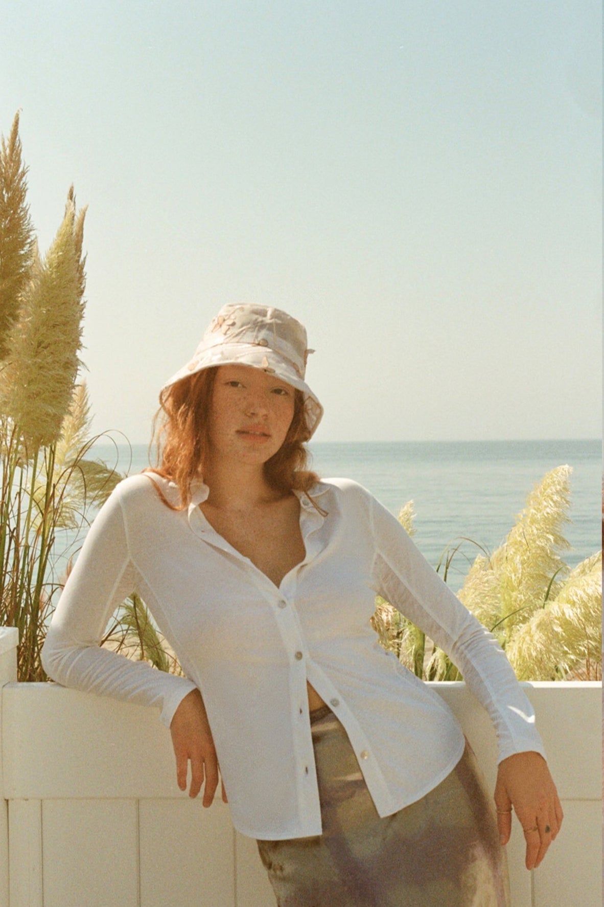 Jersey + Slub Button Down Shirt - Goldie LeWinter #color_white