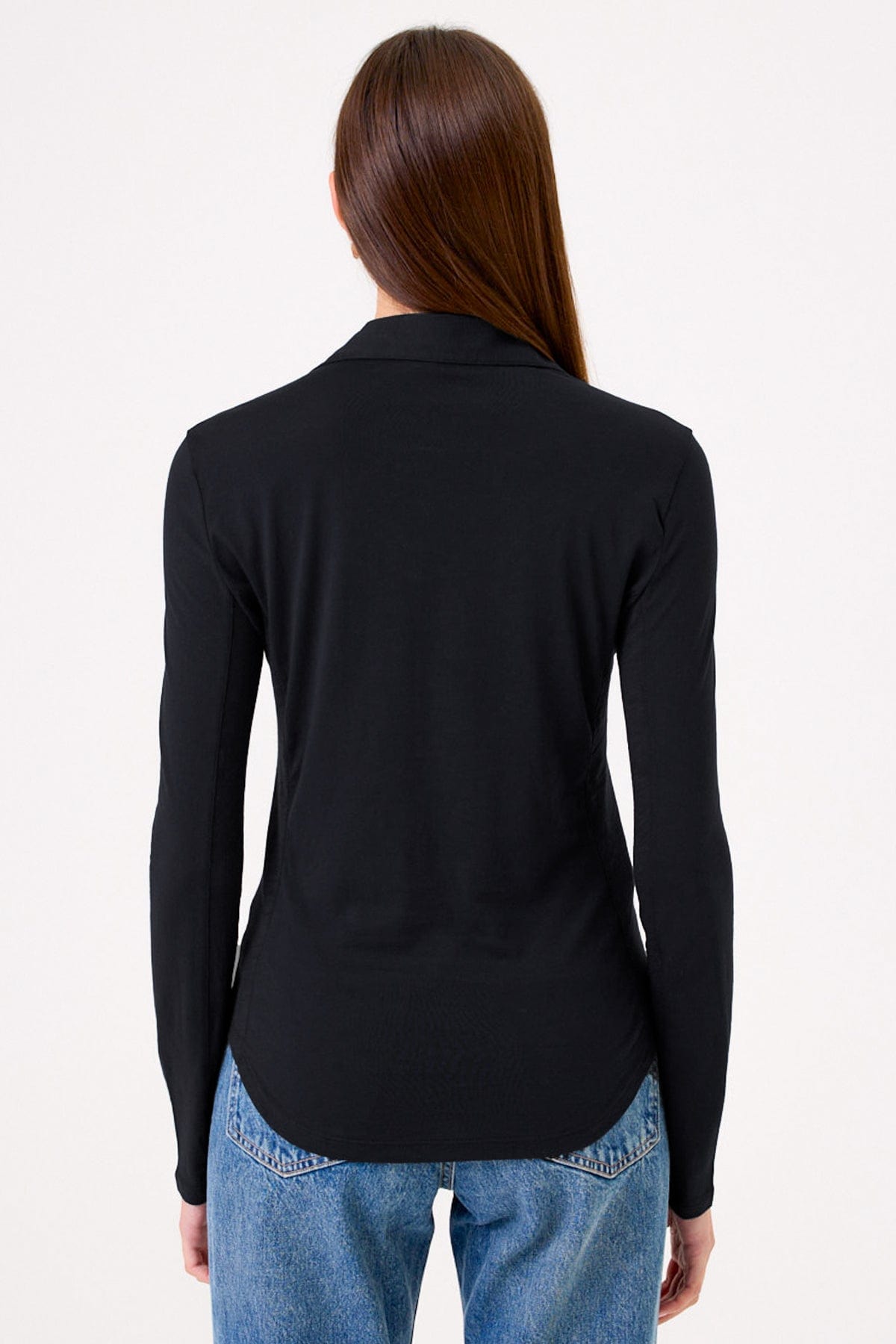 Jersey + Slub Button Down Shirt - Goldie LeWinter #color_black