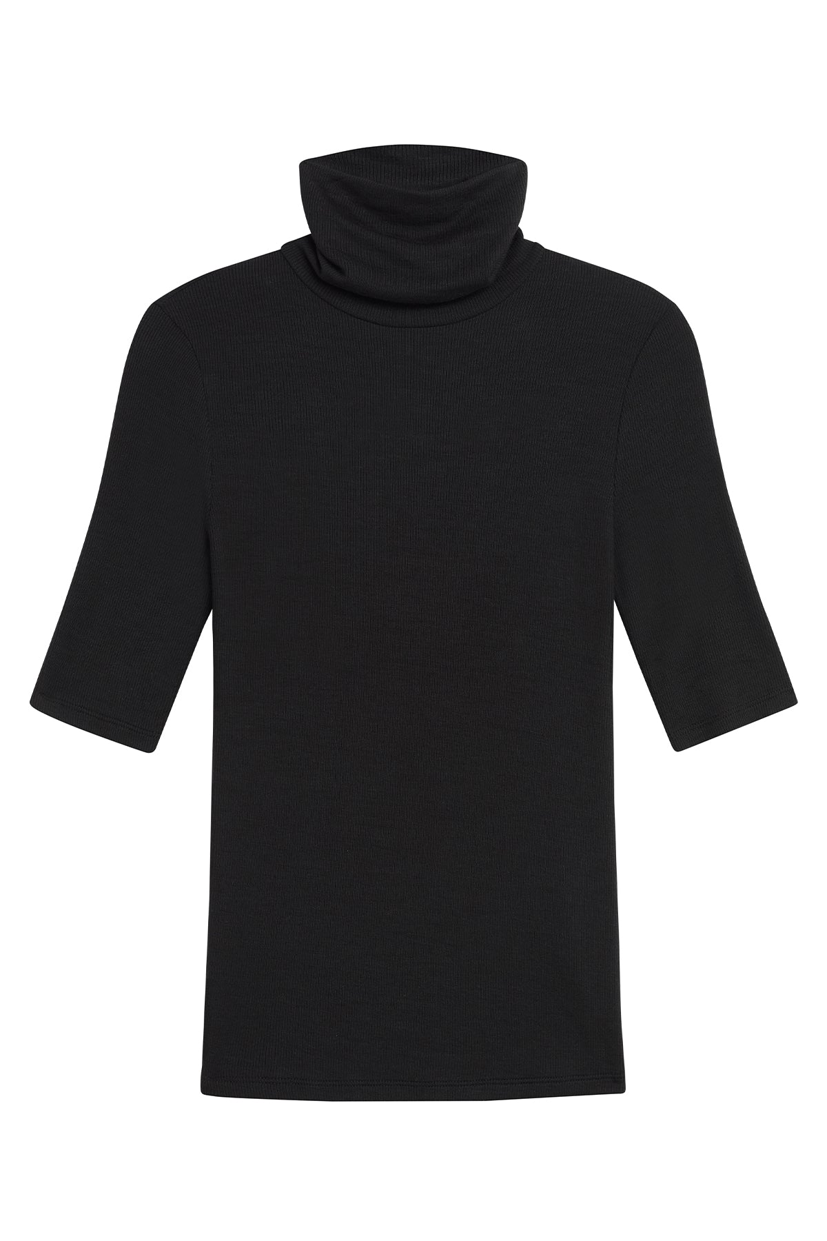 Ribbed Half Sleeve Turtleneck - Goldie LeWinter #color_black
