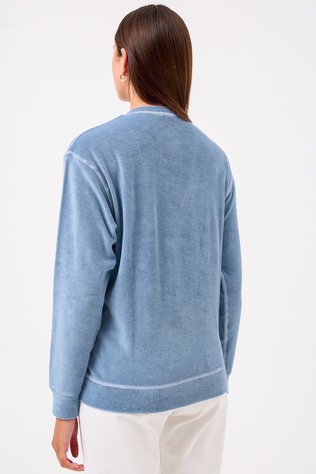 Life of Luxury V Neck Sweatshirt - Goldie LeWinter #color_faded denim - limited edition