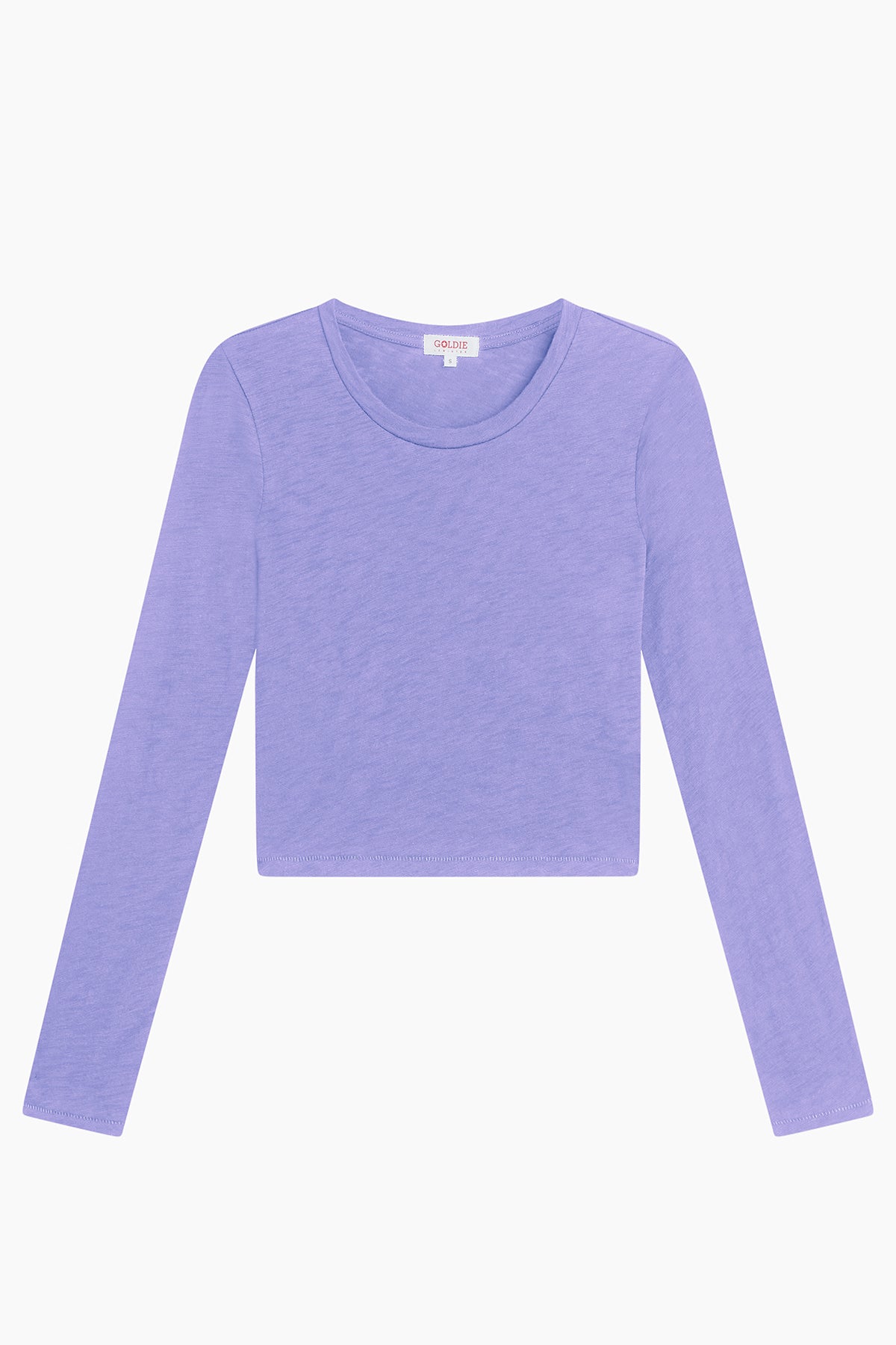 Long Sleeve Cropped Boy Tee - Goldie LeWinter #color_lavendar - limited edition