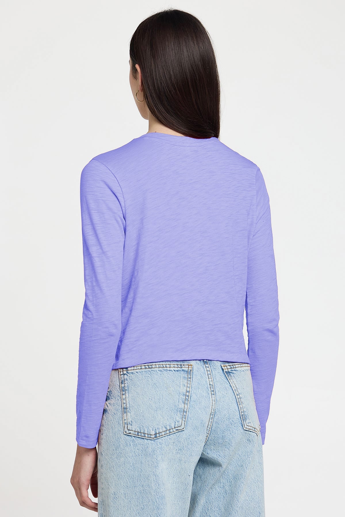 Long Sleeve Cropped Boy Tee - Goldie LeWinter #color_lavendar - limited edition