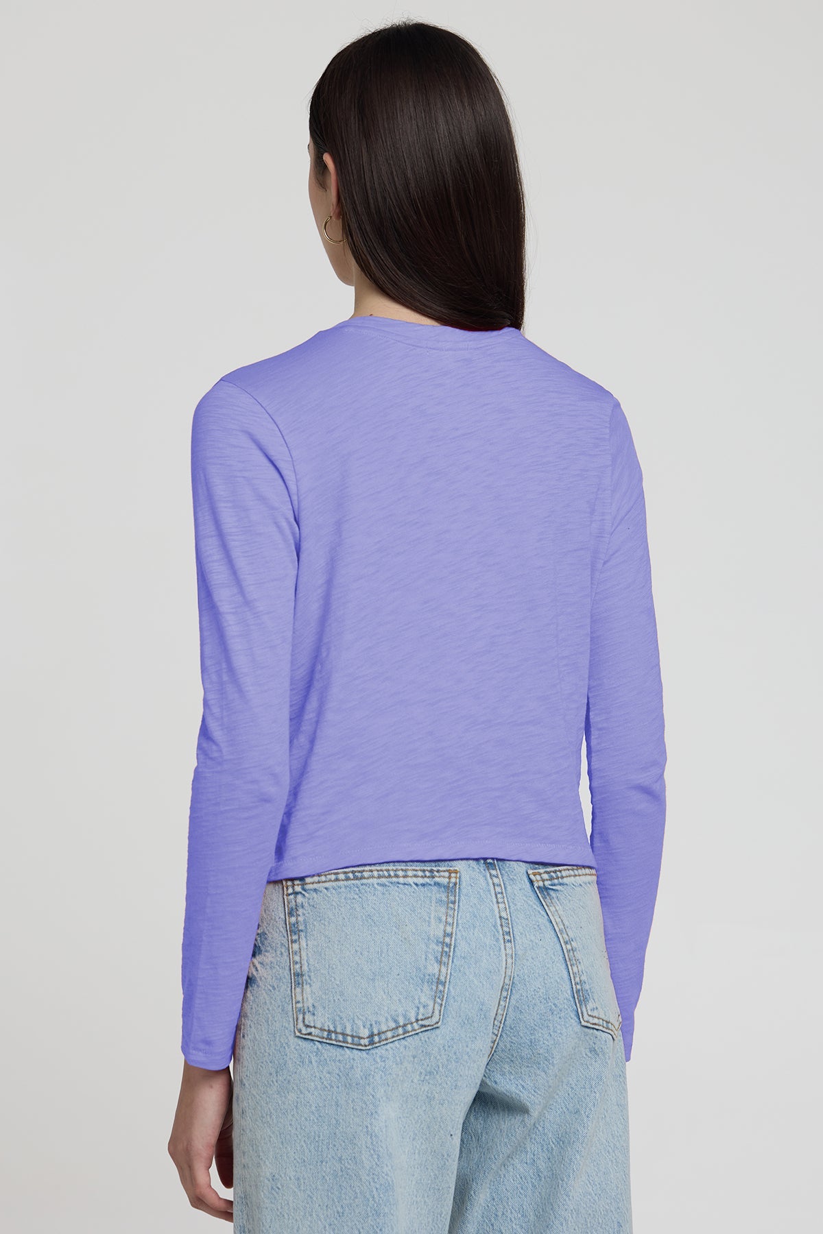 Long Sleeve Cropped Boy Tee - Goldie LeWinter #color_lavendar - limited edition