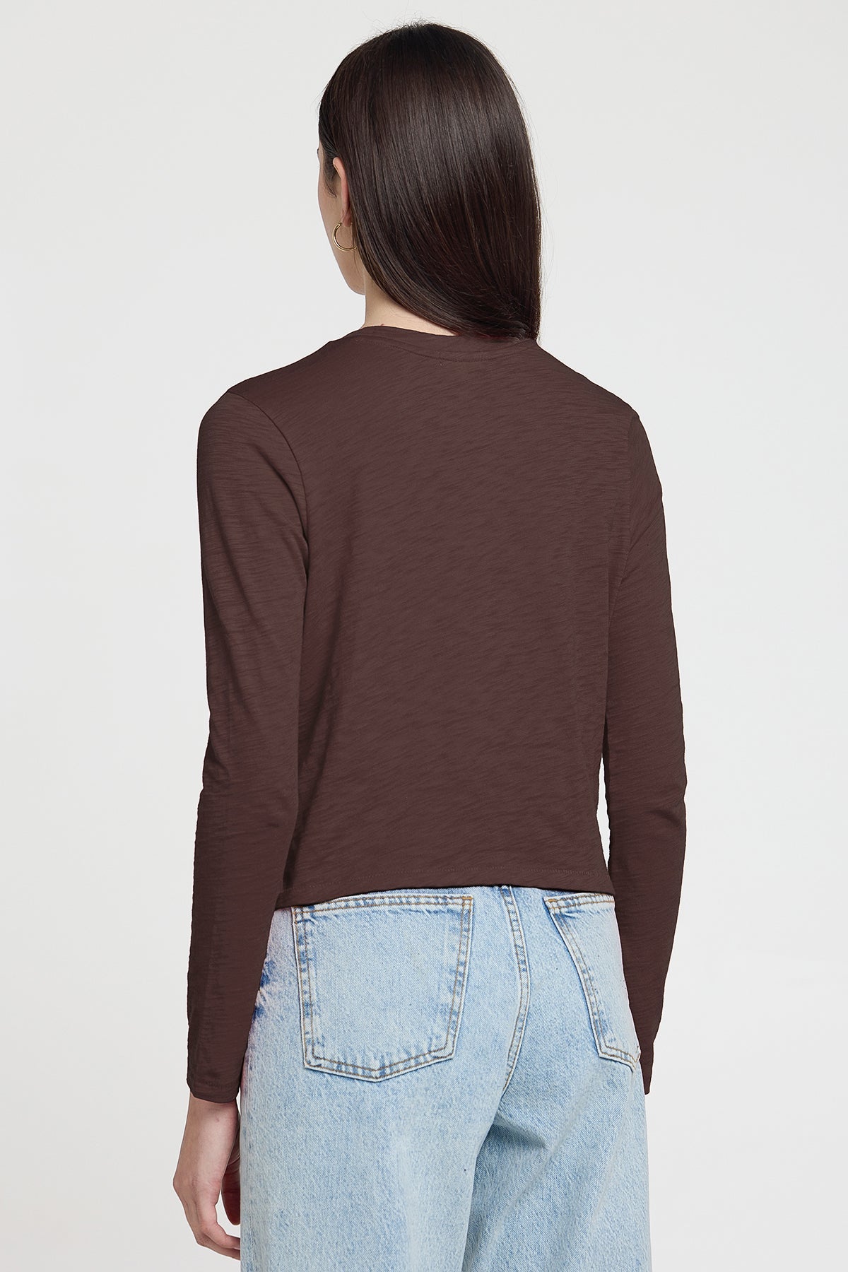 Long Sleeve Cropped Boy Tee - Goldie LeWinter #color_coffee - limited edition