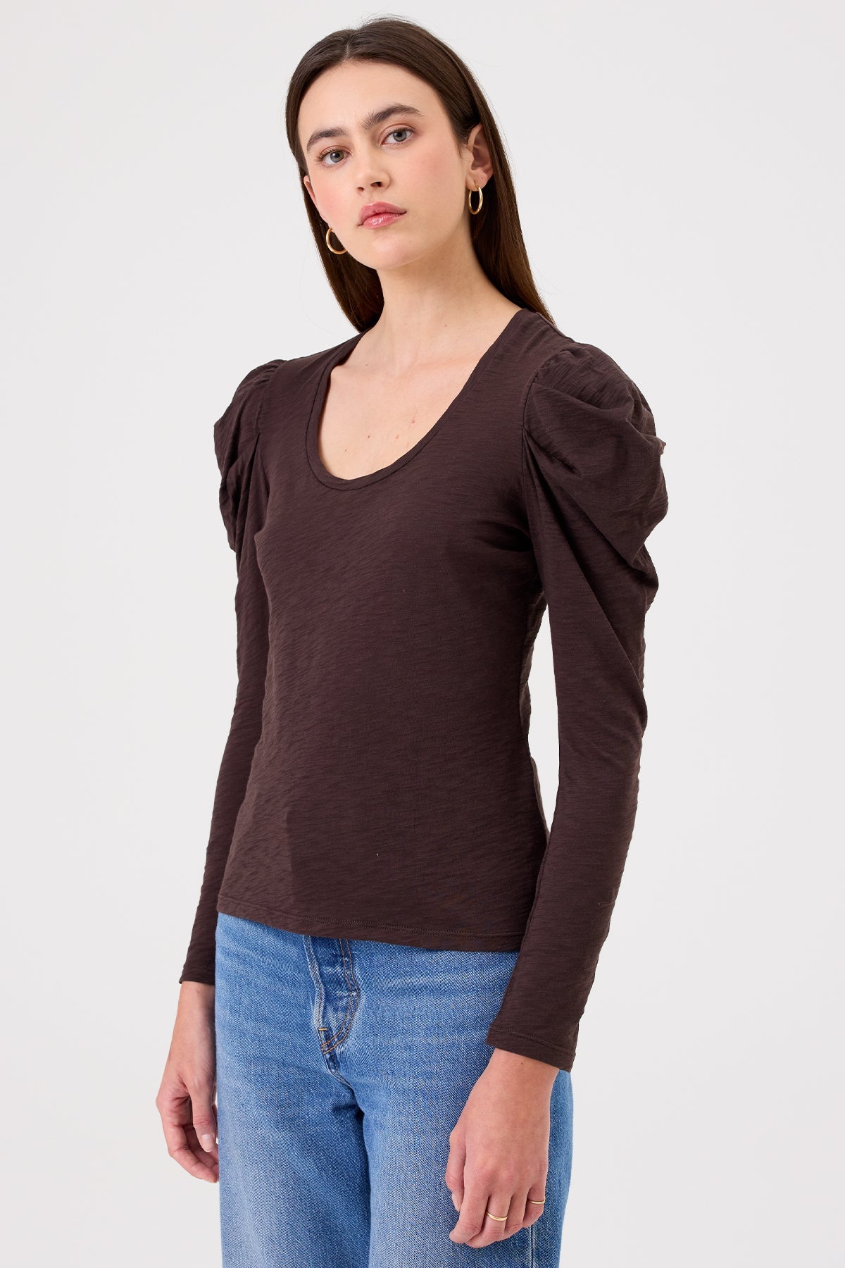Long Sleeve Duchess Tee - Goldie LeWinter #color_coffee - limited edition