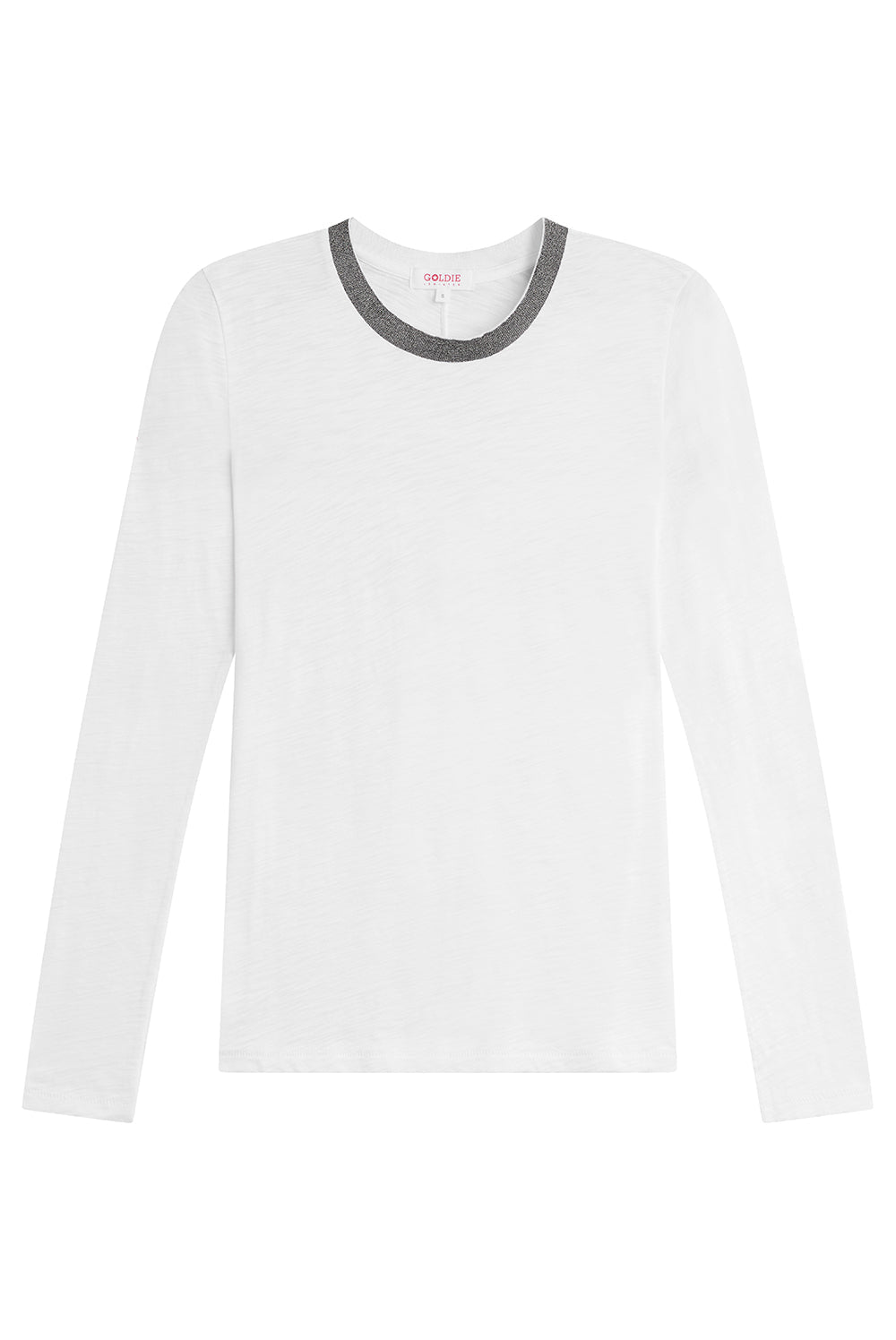 Long Sleeve Pavé Ringer Tee - Goldie LeWinter #color_white