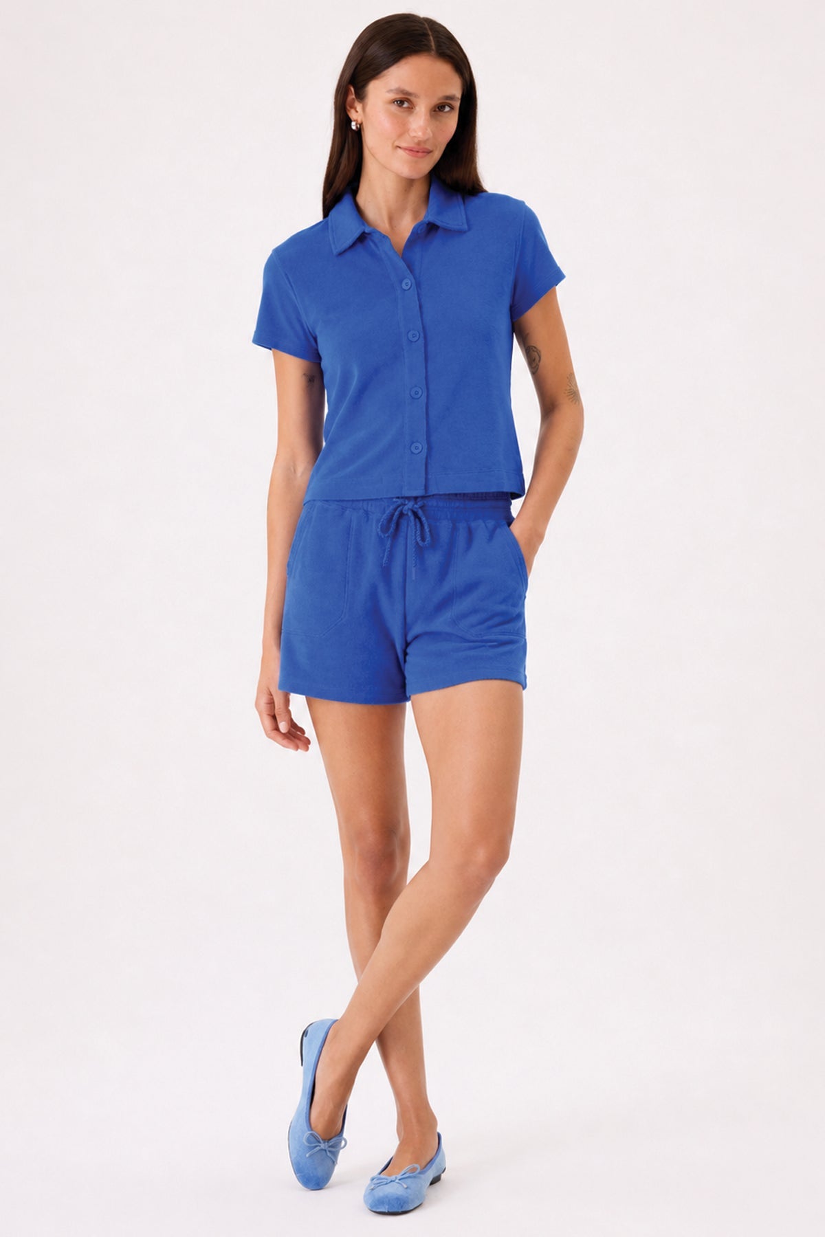 Luxe Life Button Down - Goldie LeWinter #color_sea - limited edition