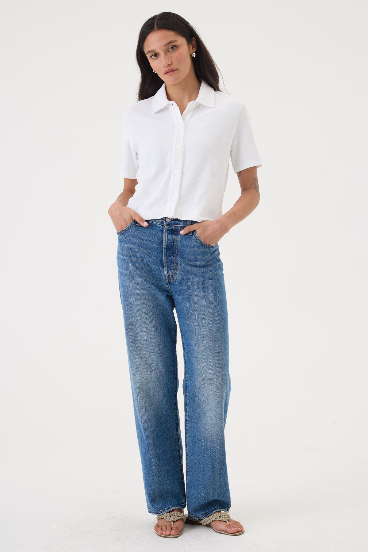 Luxe Life Button Down - Goldie LeWinter #color_white