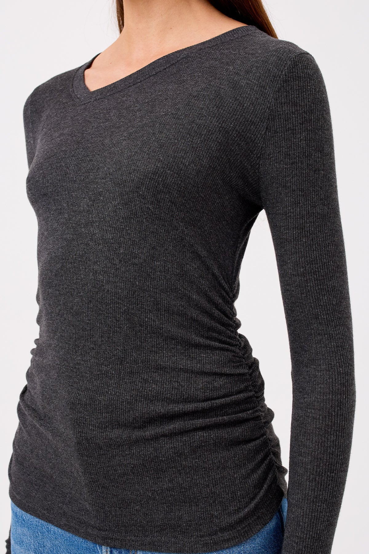Goldie LeWinter - Margot Top #color_charcoal heather