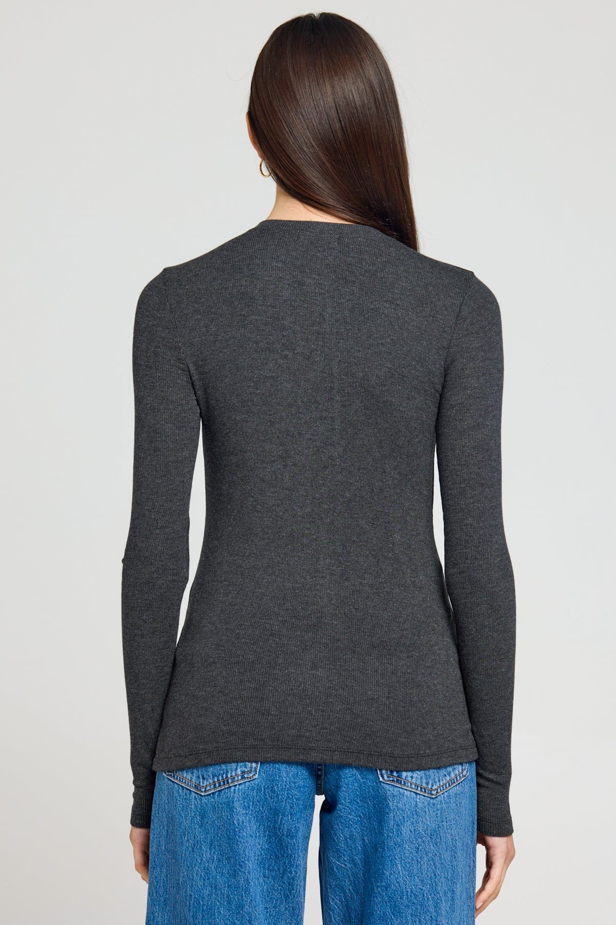 Marina Ribbed Cardigan - Goldie LeWinter #color_charcoal heather