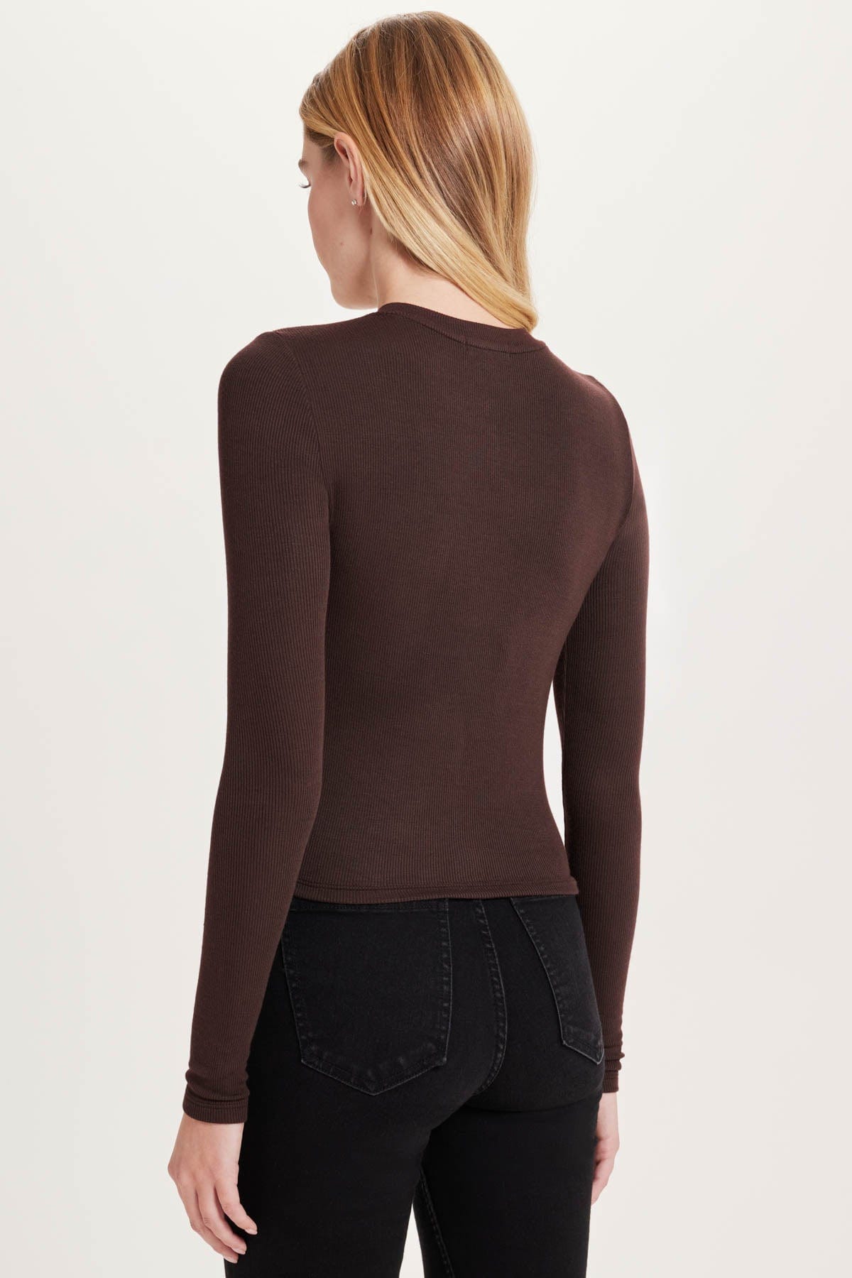 Marina Ribbed Crop Cardigan - Goldie LeWinter #color_coffee - limited edition