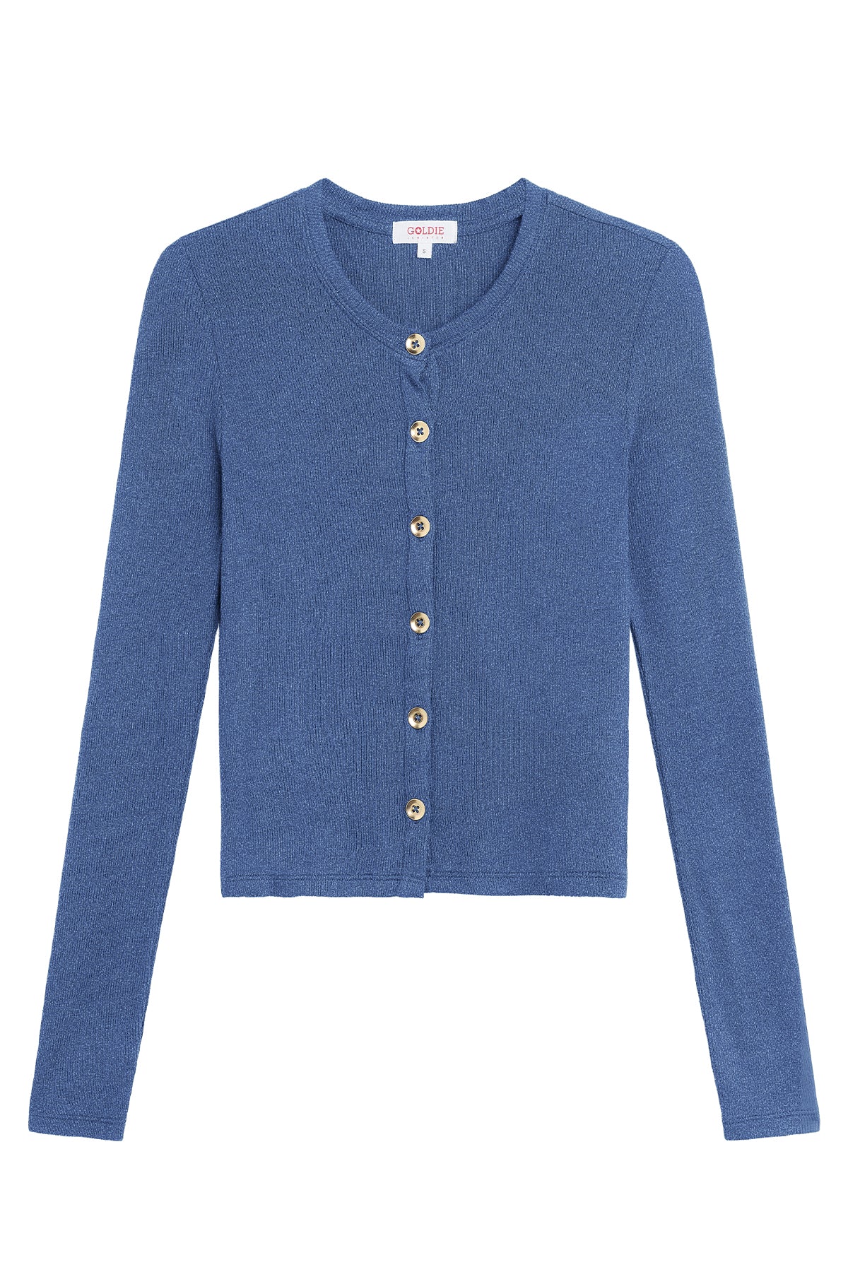 Marina Ribbed Crop Cardigan - Goldie LeWinter #color_denim heather - limited edition