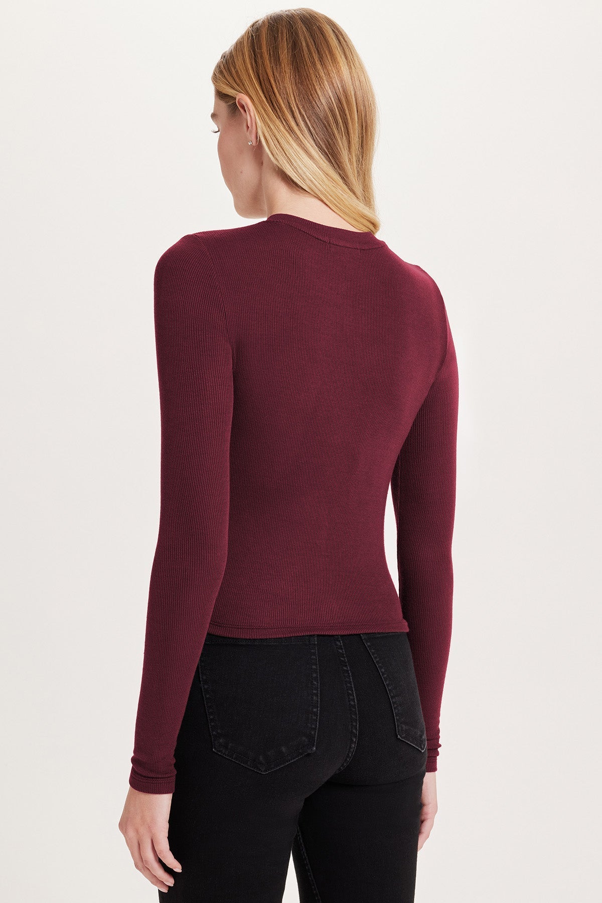 Marina Ribbed Crop Cardigan - Goldie LeWinter #color_bordeaux - limited edition