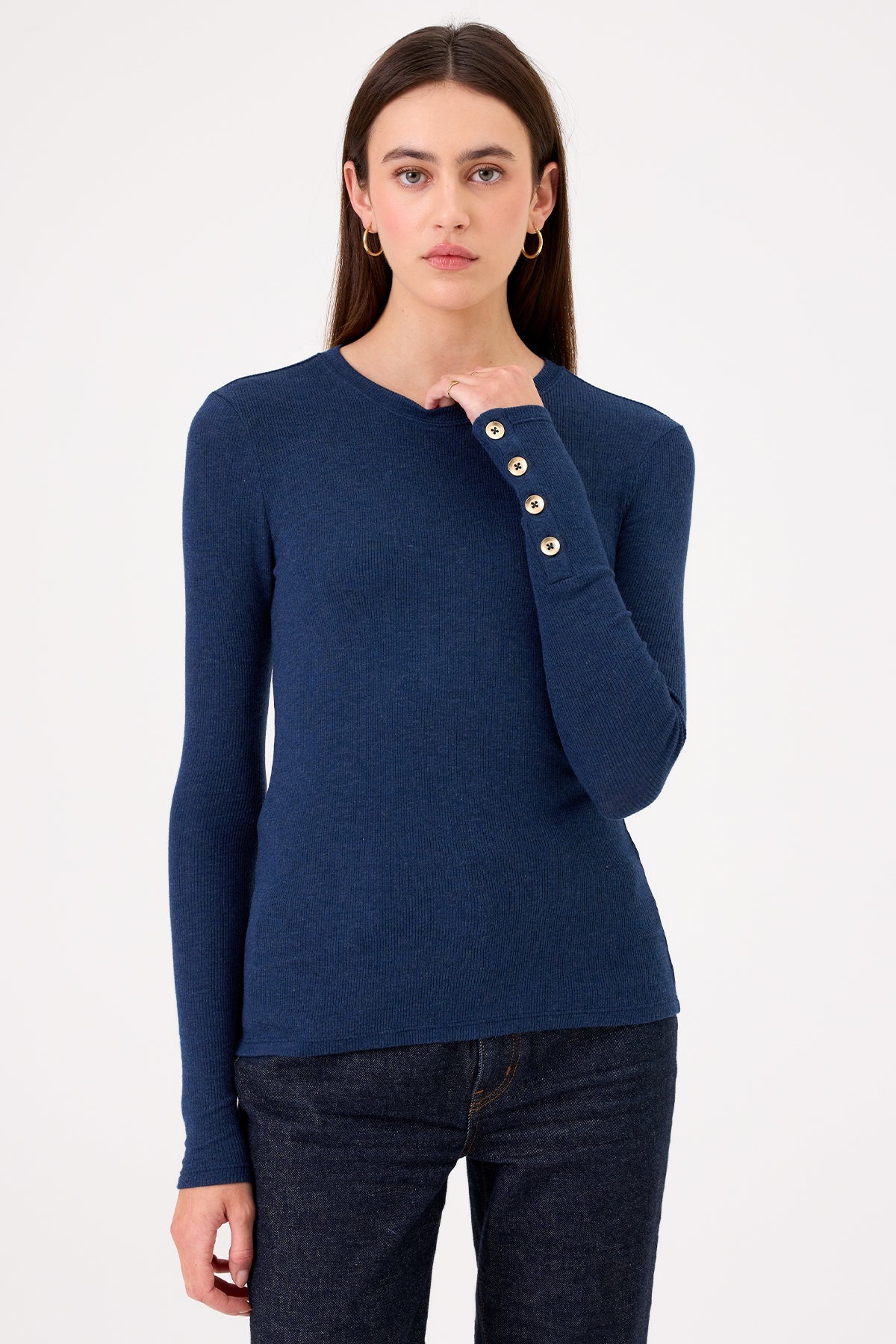 Marina Ribbed Top - Goldie LeWinter #color_navy heather - limited edition