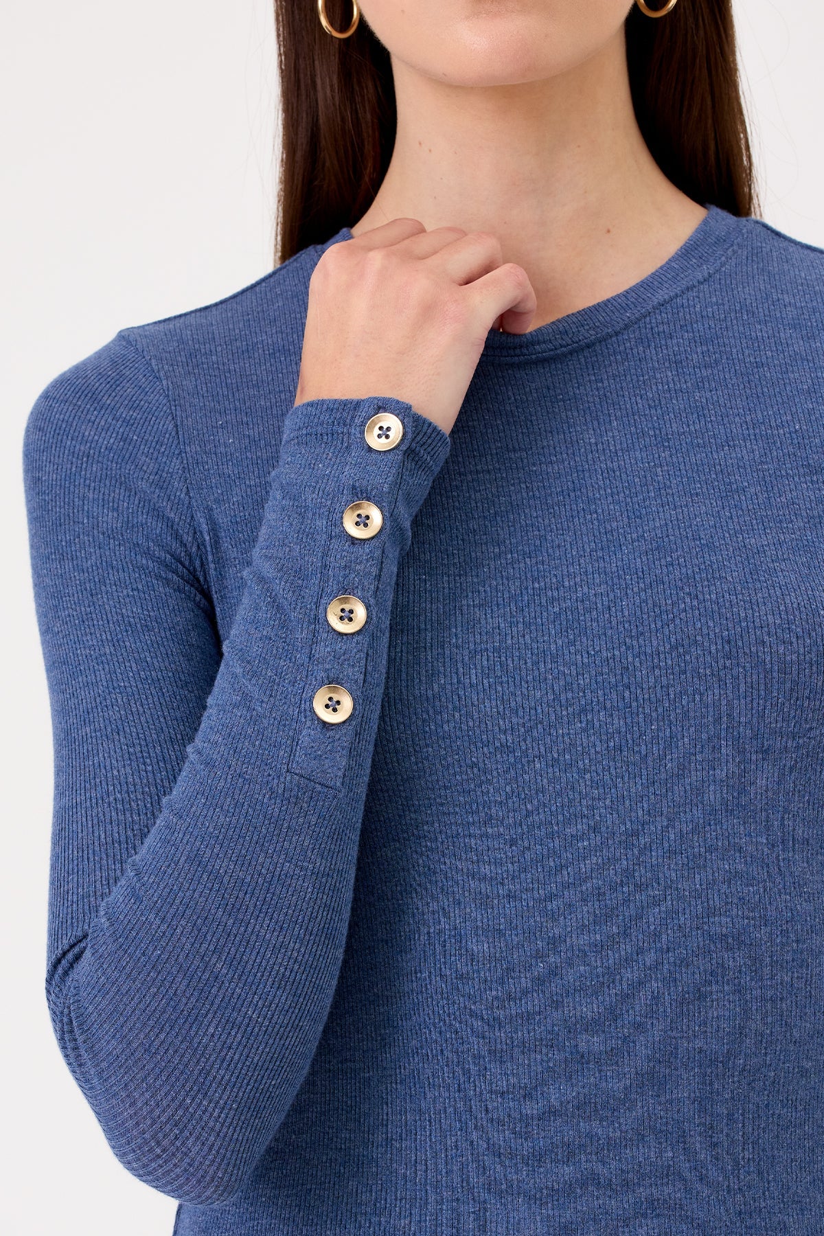 Marina Ribbed Top - Goldie LeWinter #color_denim heather - limited edition