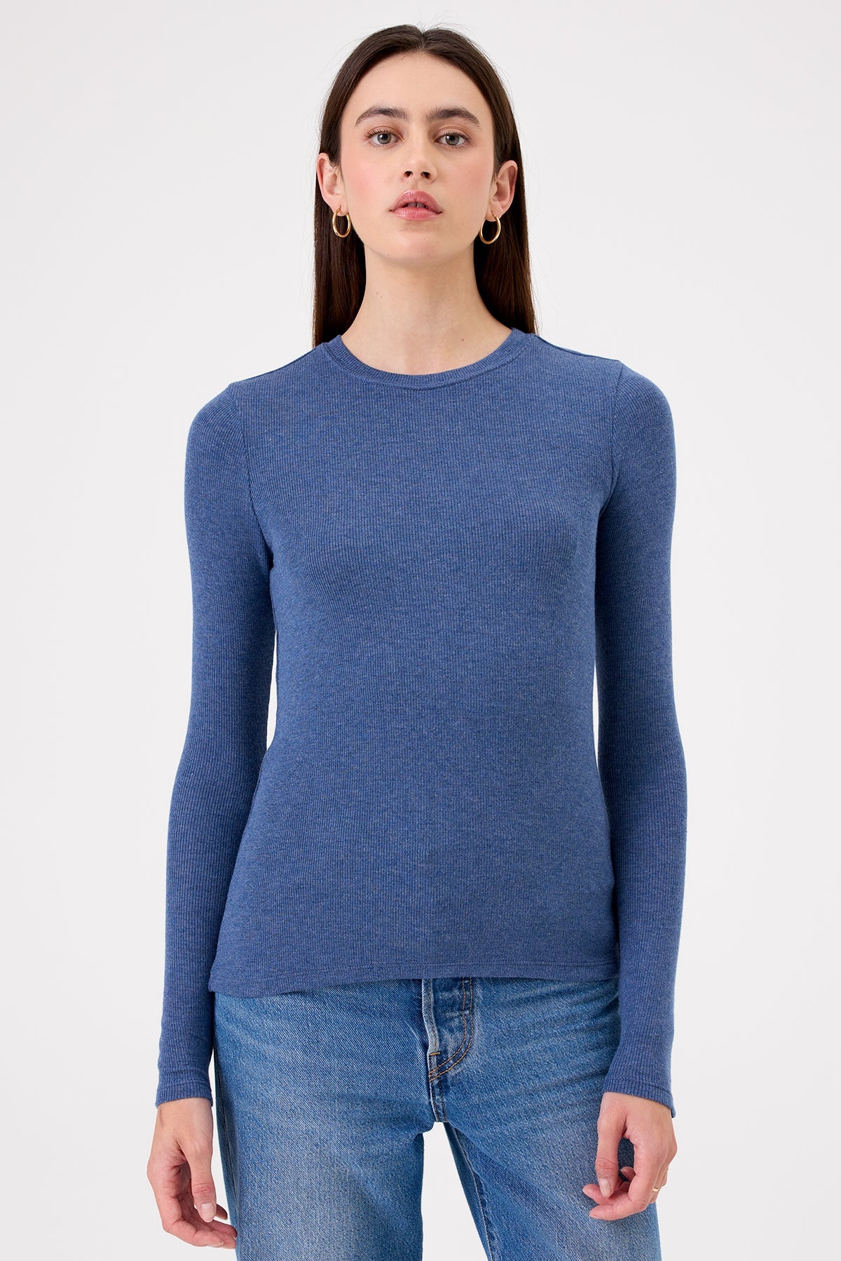 Marina Ribbed Top - Goldie LeWinter #color_denim heather - limited edition