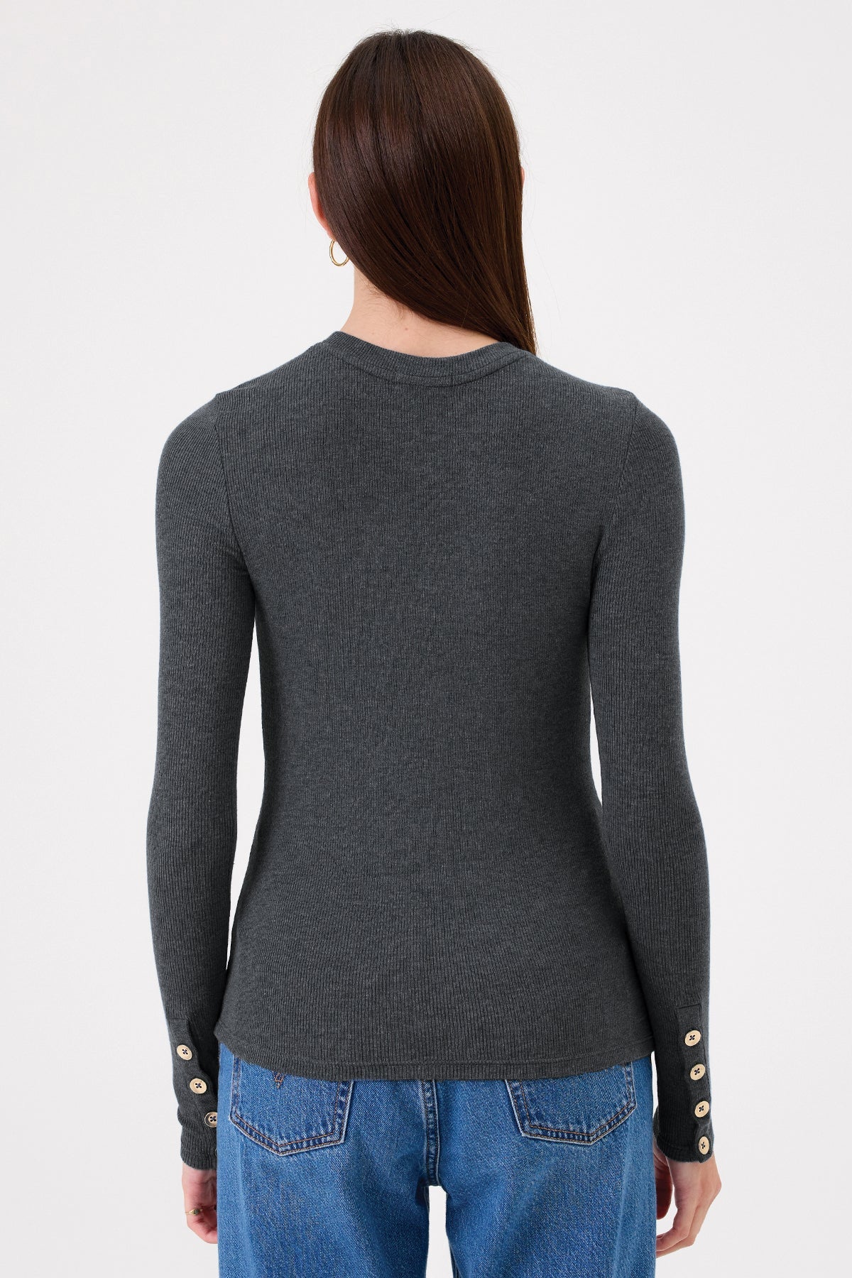 Marina Ribbed Top - Goldie LeWinter #color_charcoal heather