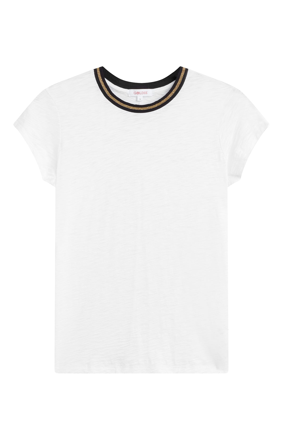 Metallic Tipped Ringer Tee - Goldie LeWinter #color_white