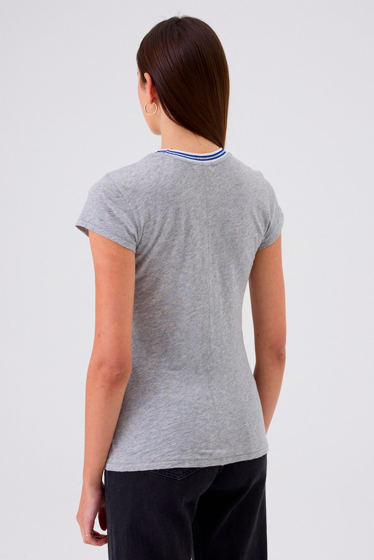 Metallic Tipped Ringer Tee - Goldie LeWinter #color_gray heather