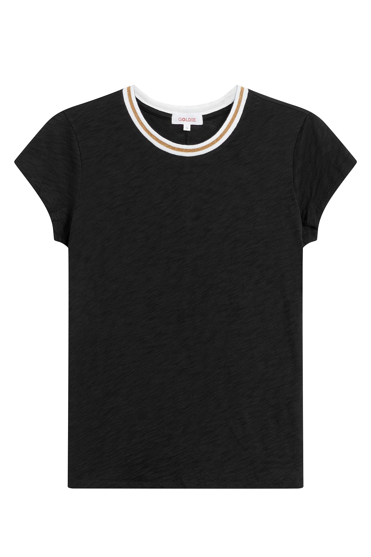 Metallic Tipped Ringer Tee - Goldie LeWinter #color_black