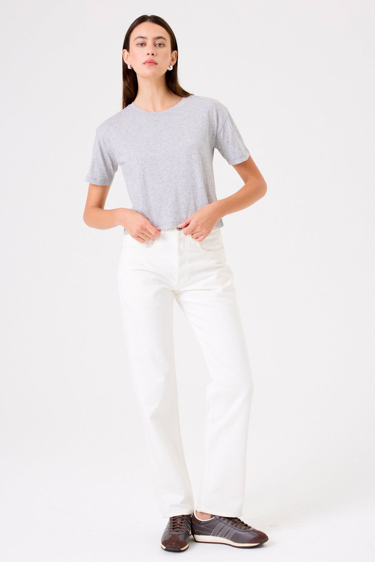 Organic Crop Girlfriend Tee - Goldie LeWinter #color_gray heather