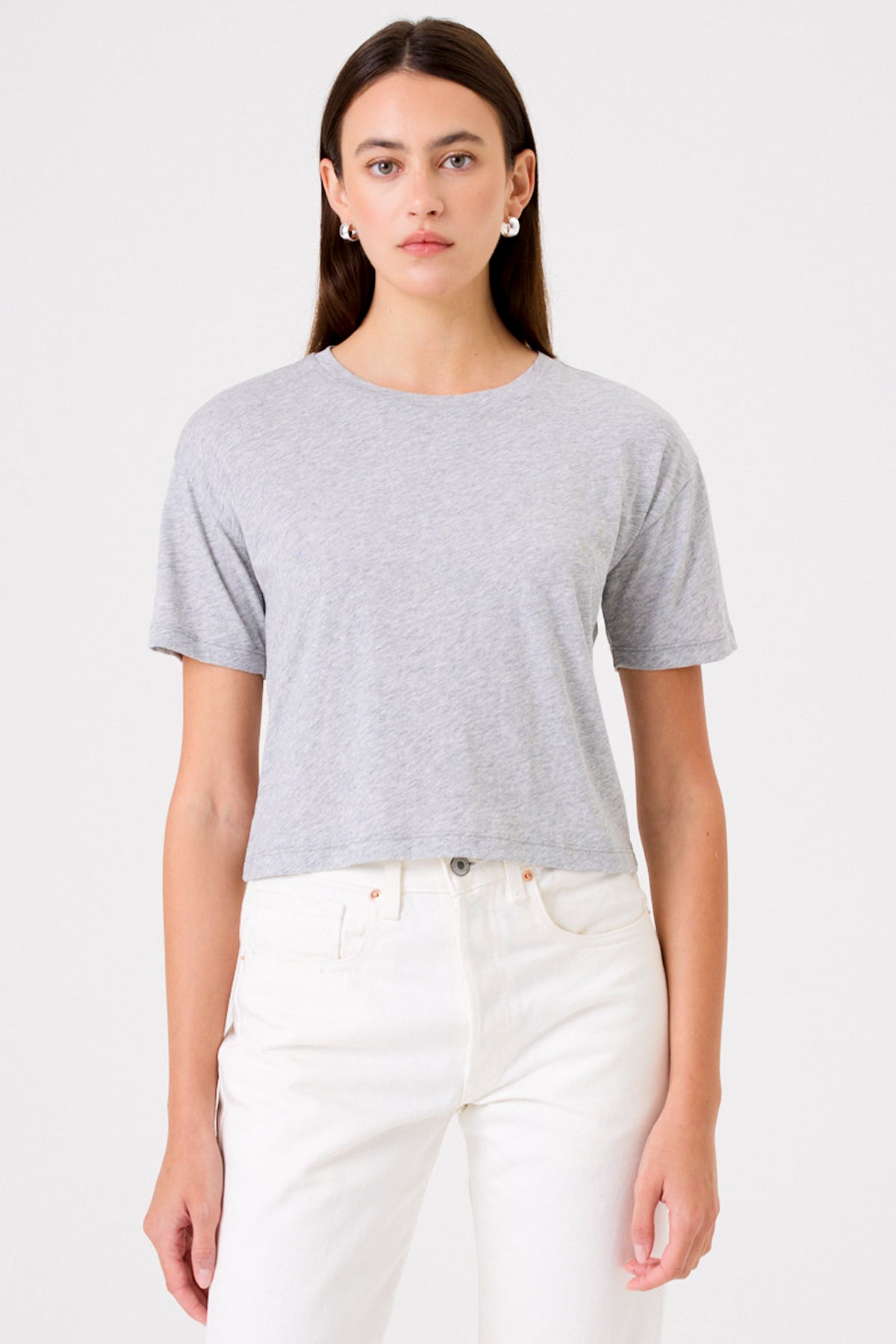Organic Crop Girlfriend Tee - Goldie LeWinter #color_gray heather