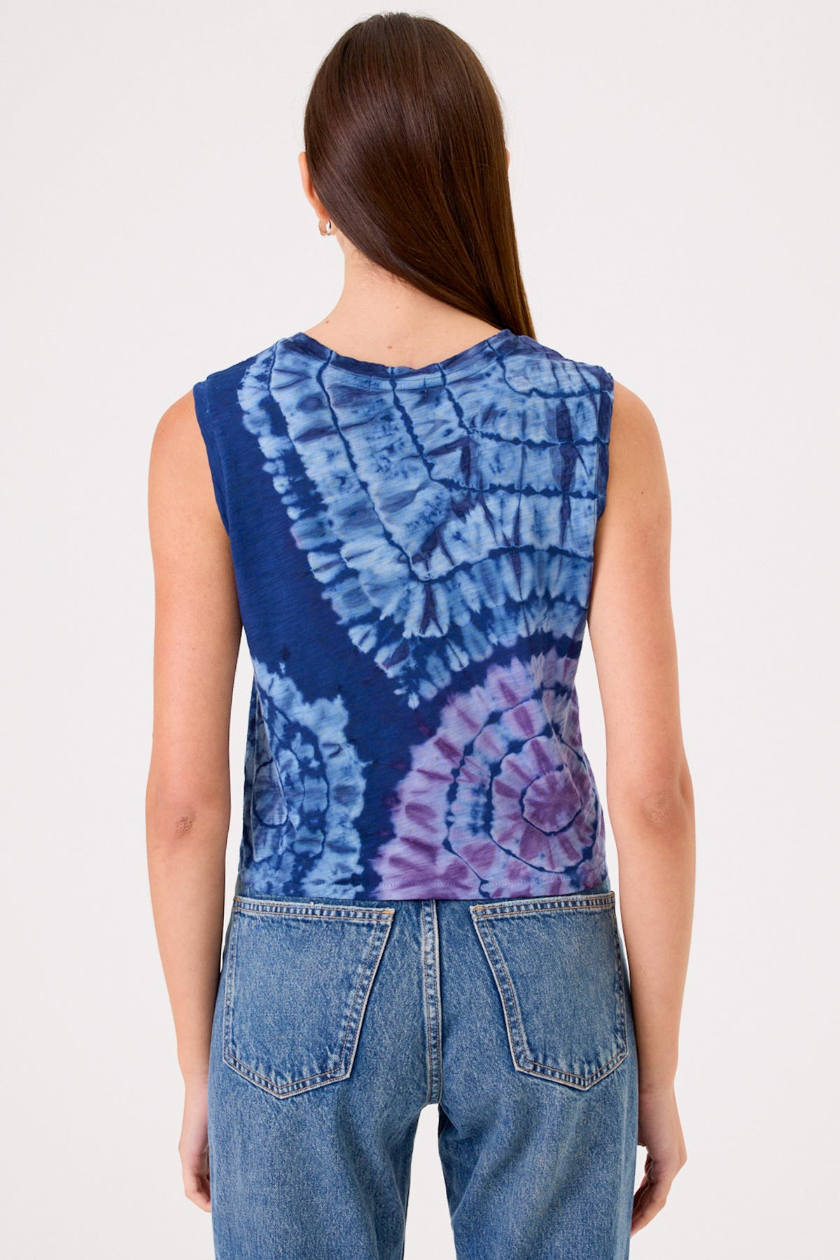 Patchwork Tie Dye Crop Tank - Goldie LeWinter #color_estate blue - limited edition