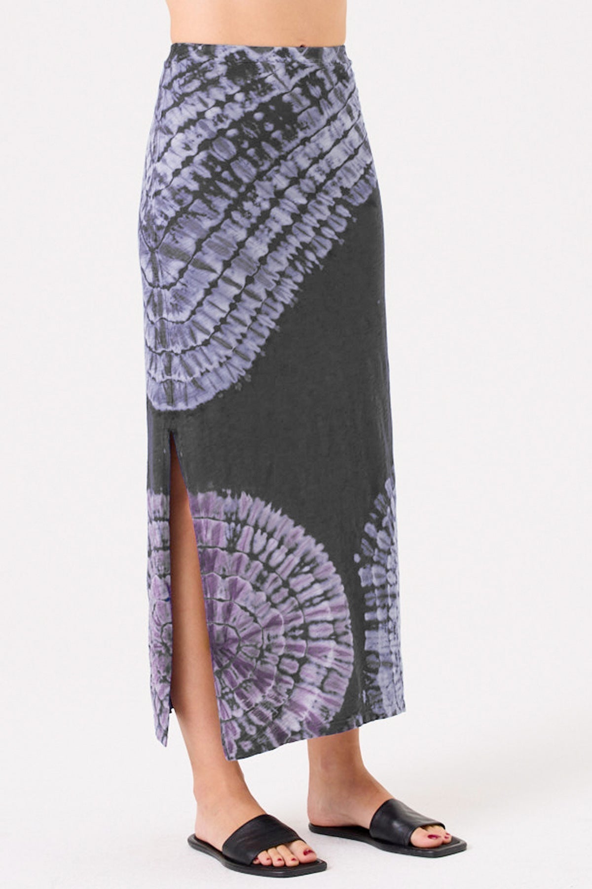 Patchwork Tie Dye Maxi Skirt - Goldie LeWinter #color_charcoal heather