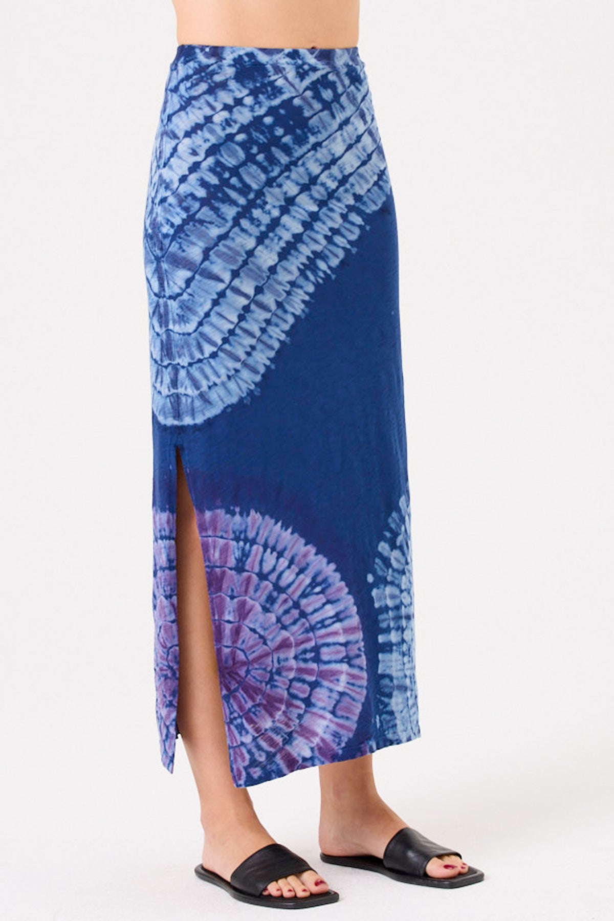 Patchwork Tie Dye Maxi Skirt - Goldie LeWinter #color_estate blue - limited edition