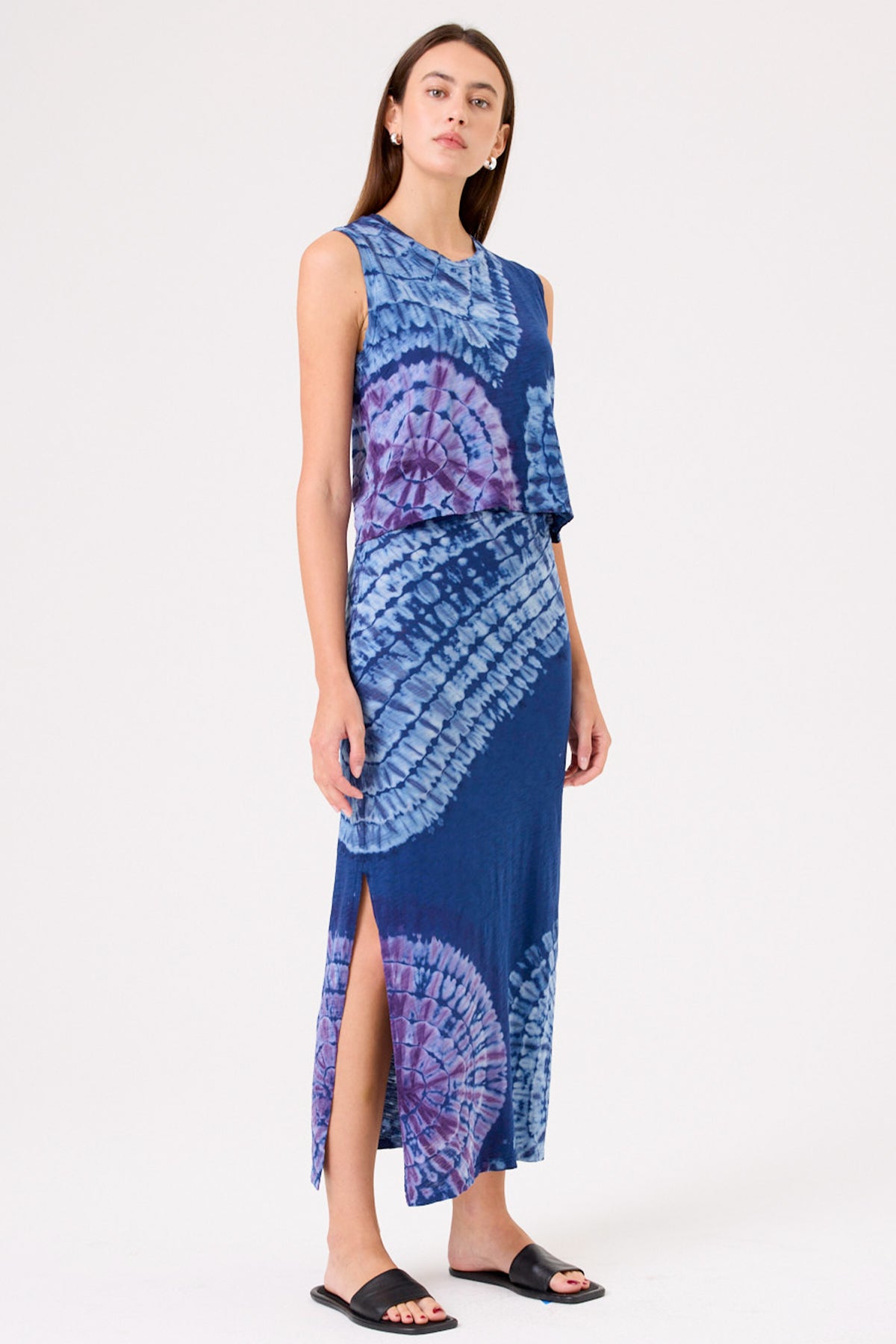Patchwork Tie Dye Maxi Skirt - Goldie LeWinter #color_estate blue - limited edition