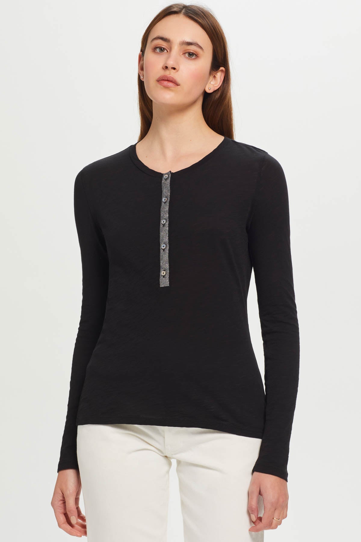 Pavé Shimmer Henley - Goldie LeWinter #color_black