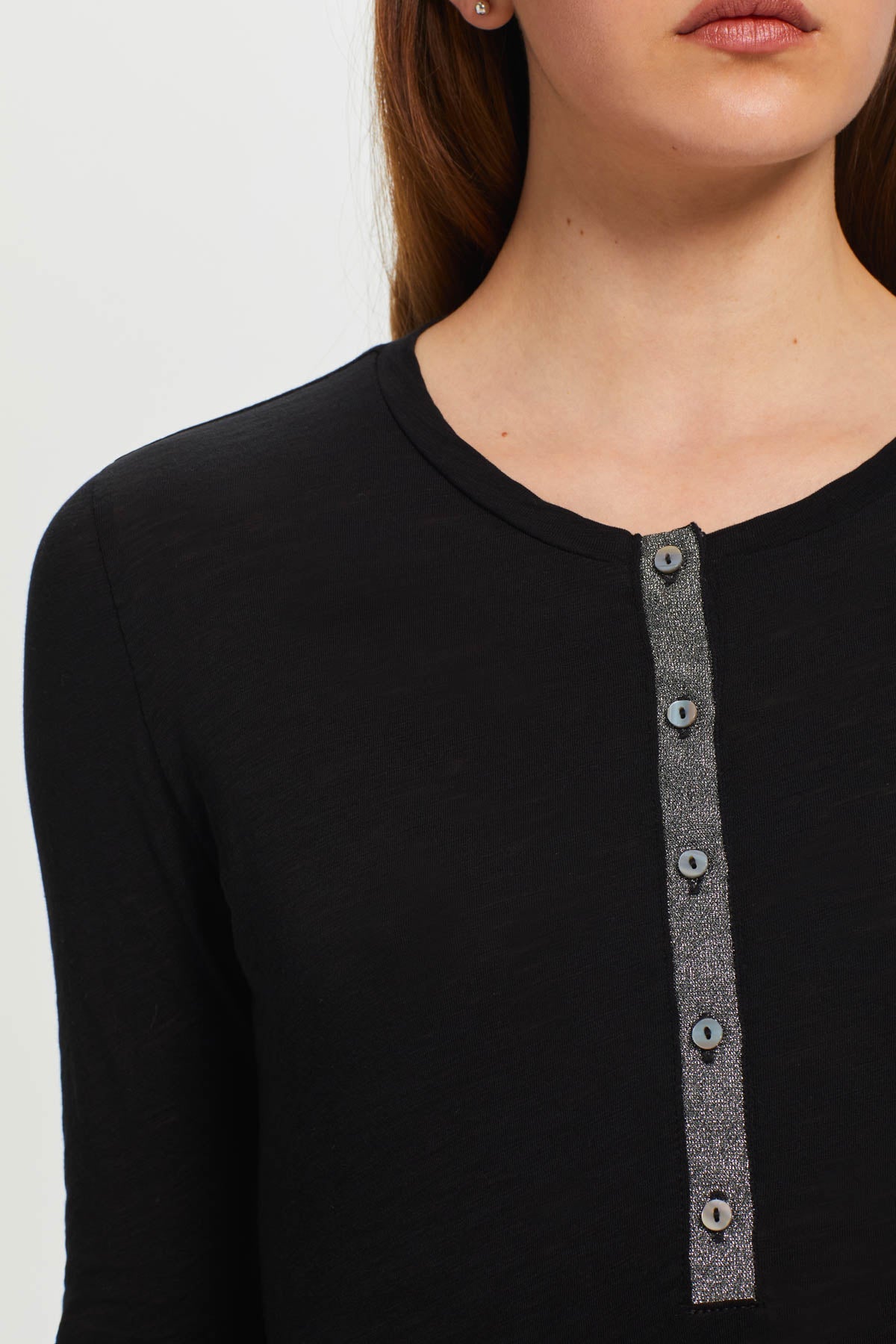 Pavé Shimmer Henley - Goldie LeWinter #color_black