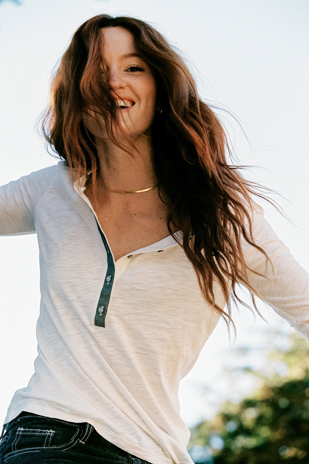 Pavé Shimmer Henley - Goldie LeWinter #color_white