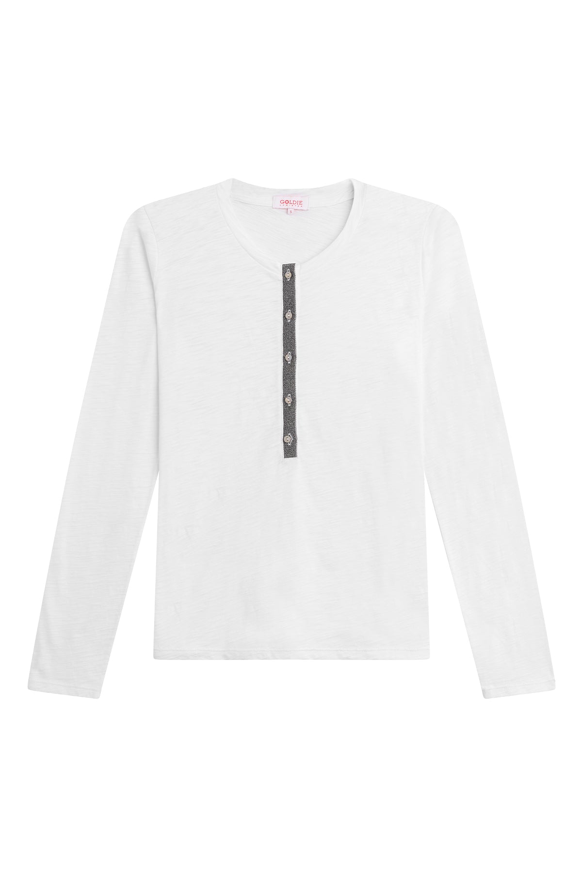 Pavé Shimmer Henley - Goldie LeWinter #color_white