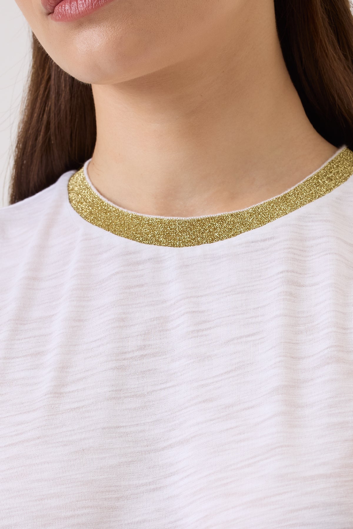 Pavé Shimmer Ringer Tee - Goldie LeWinter #color_white