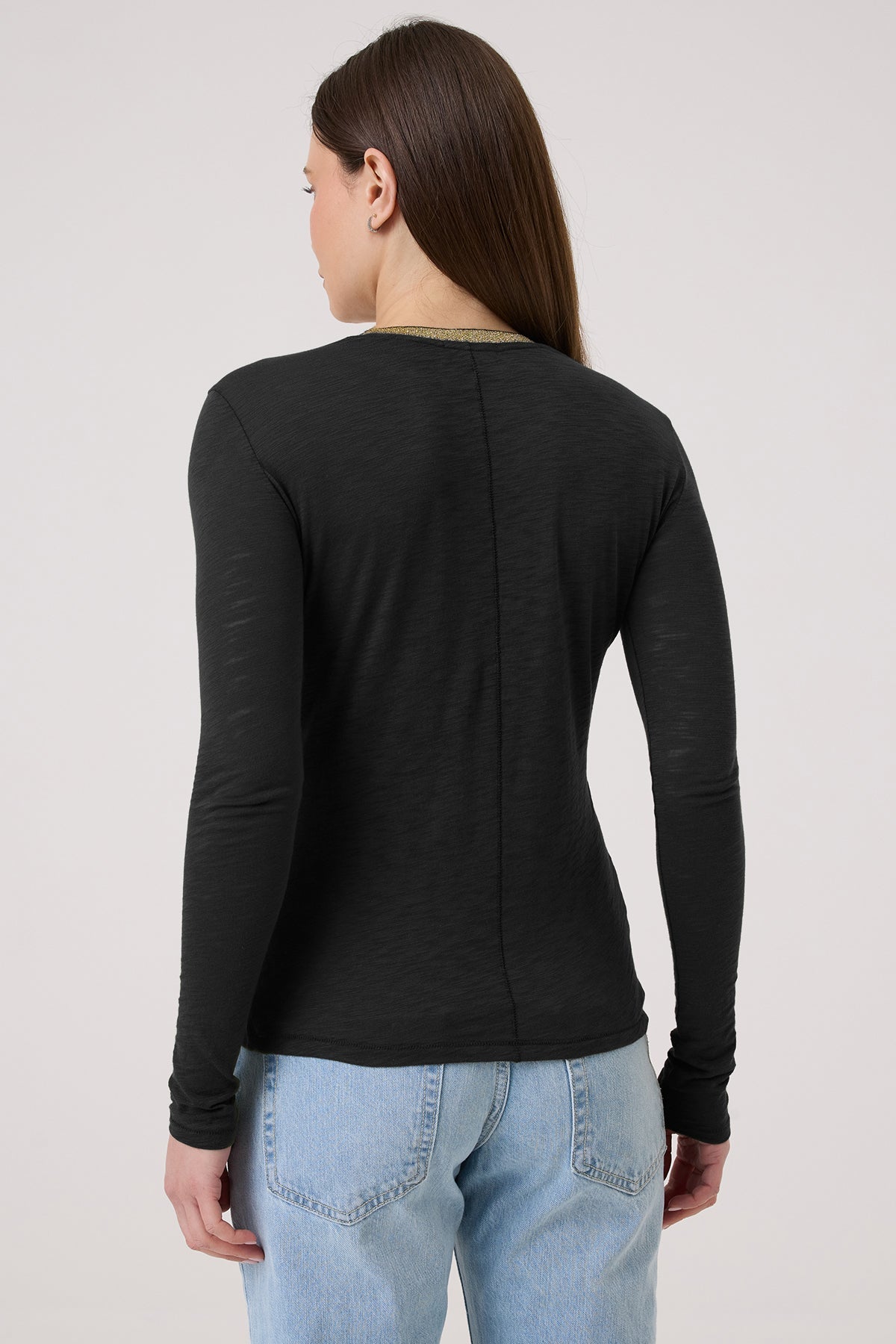 Pavé Shimmer Ringer Top - Goldie LeWinter #color_black