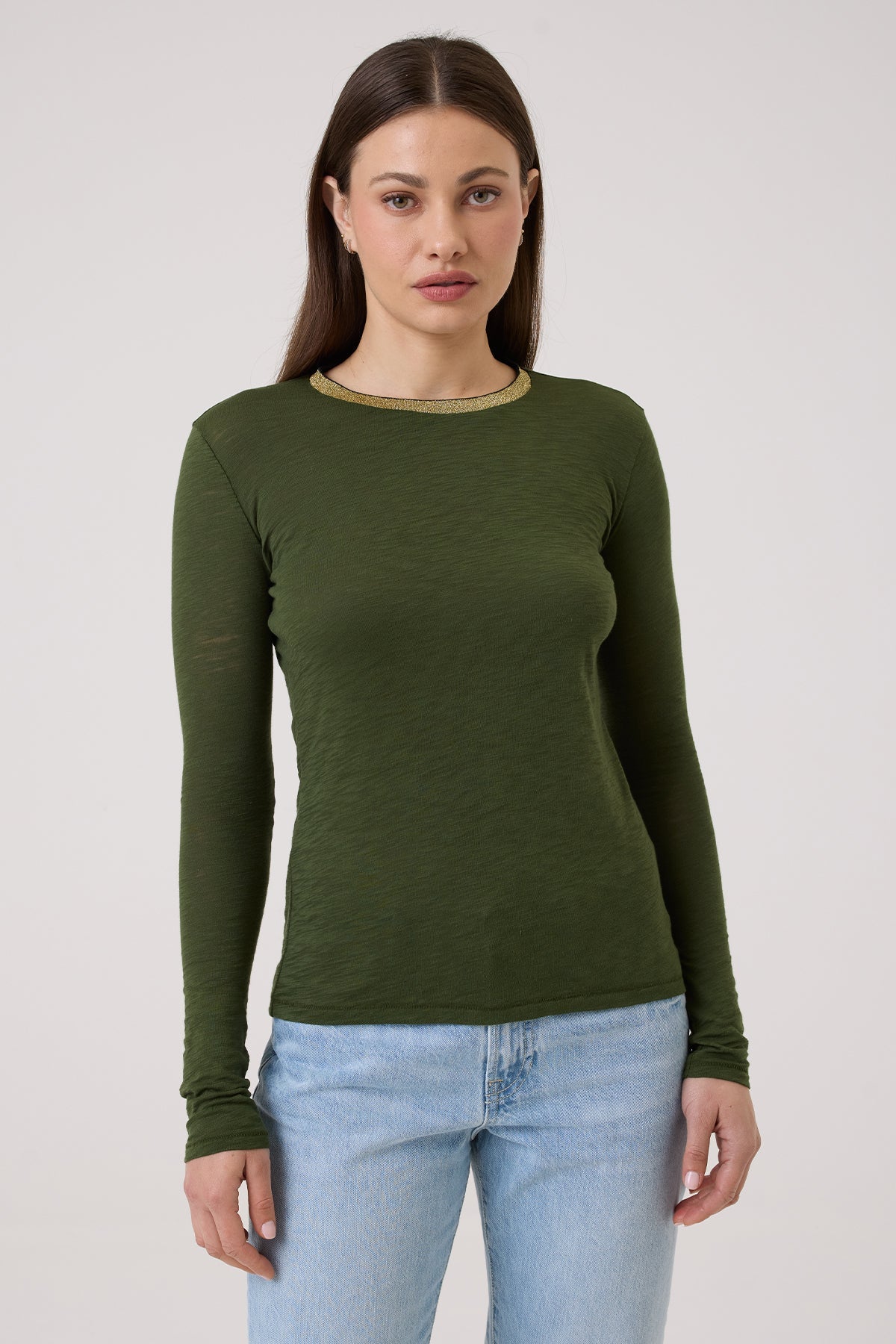 Pavé Shimmer Ringer Top - Goldie LeWinter #color_holly