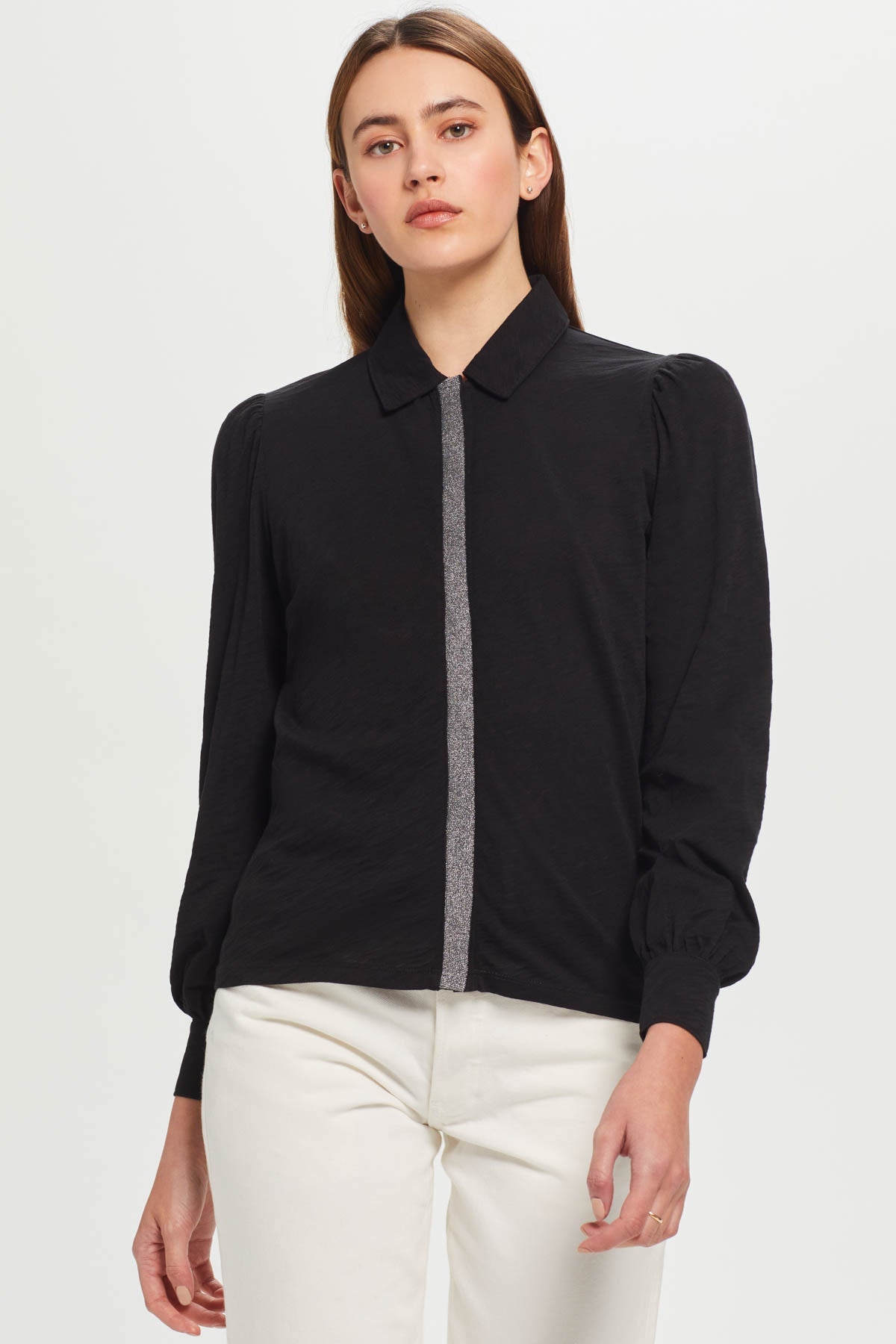 Pavé Shimmer Shirt - Goldie LeWinter #color_black