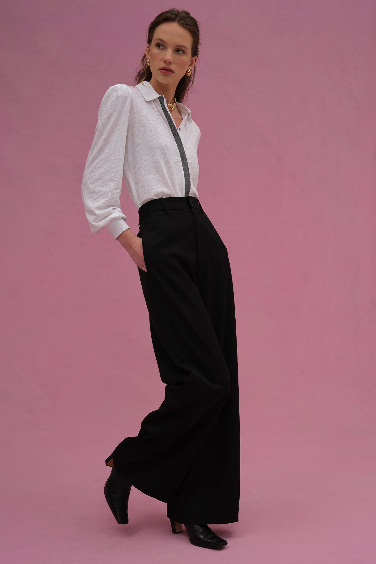 Pavé Shimmer Shirt - Goldie LeWinter #color_white