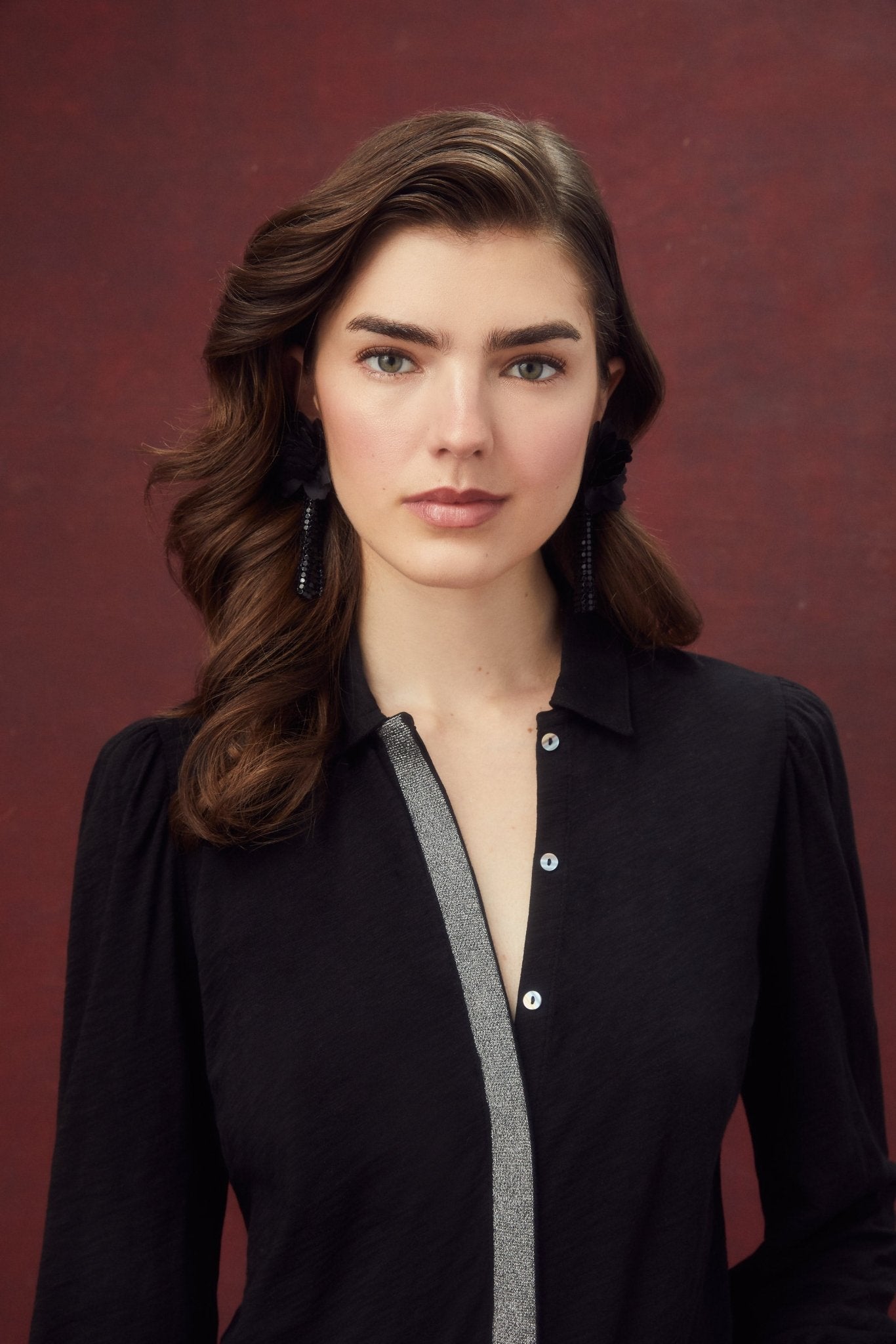 Pavé Shimmer Shirt - Goldie LeWinter #color_black