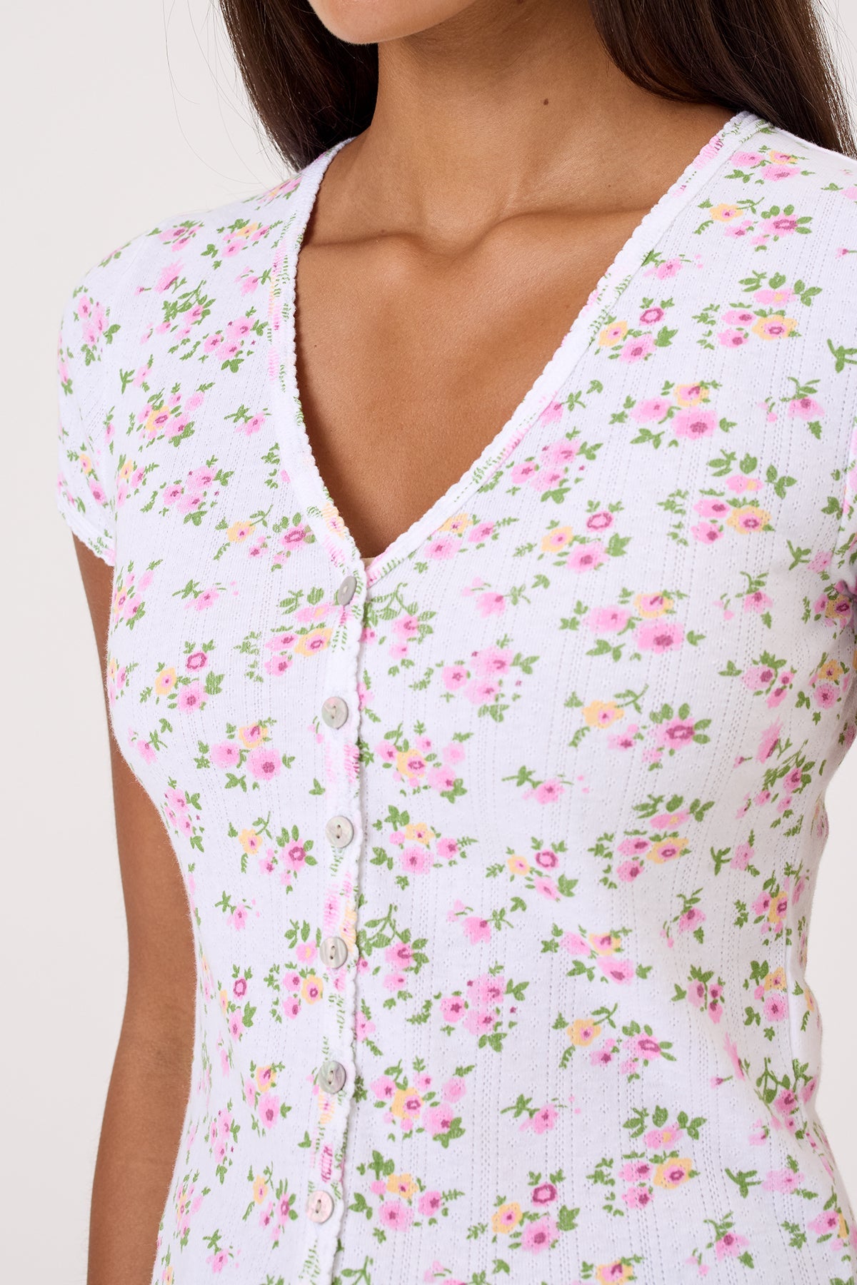 Petite Fleur Short Sleeve Cardigan